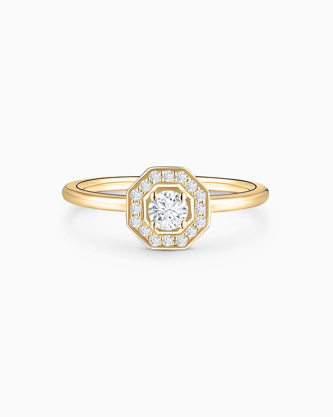 Sortija art deco belle de diamantes 0,30 cts. en oro amarillo de 18 kt - MUMIT - Blanco Blanco-1