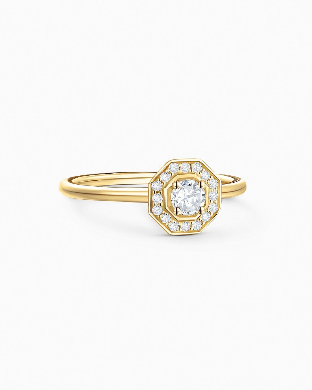 Sortija art deco belle de diamantes 0,30 cts. en oro amarillo de 18 kt - MUMIT - Blanco Blanco-4