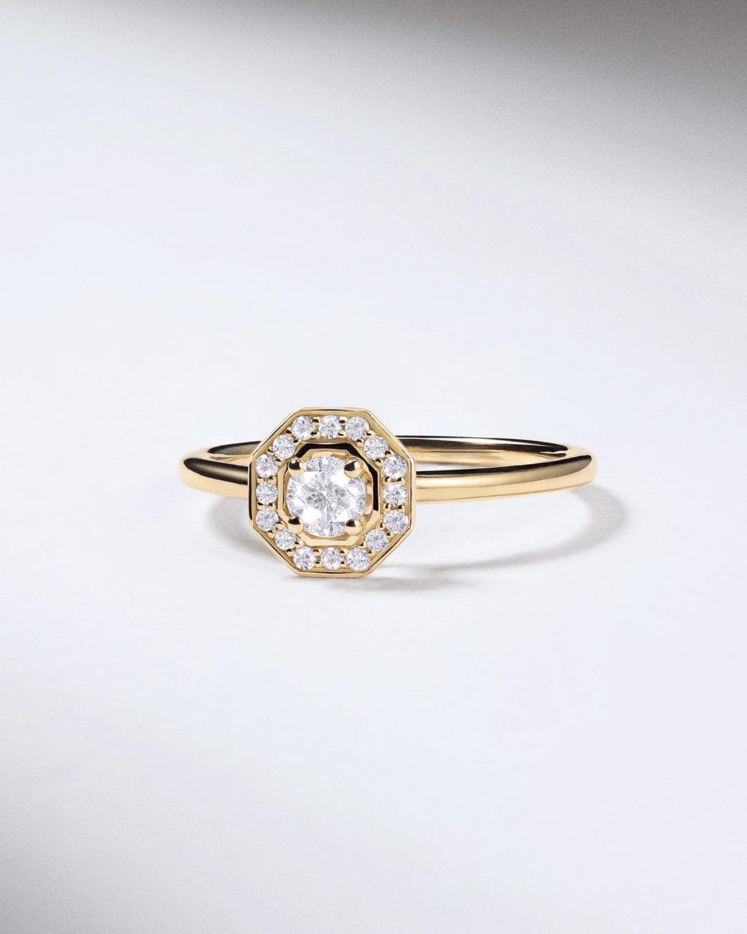 Sortija art deco belle de diamantes 0,30 cts. en oro amarillo de 18 kt - MUMIT - Blanco Blanco-5