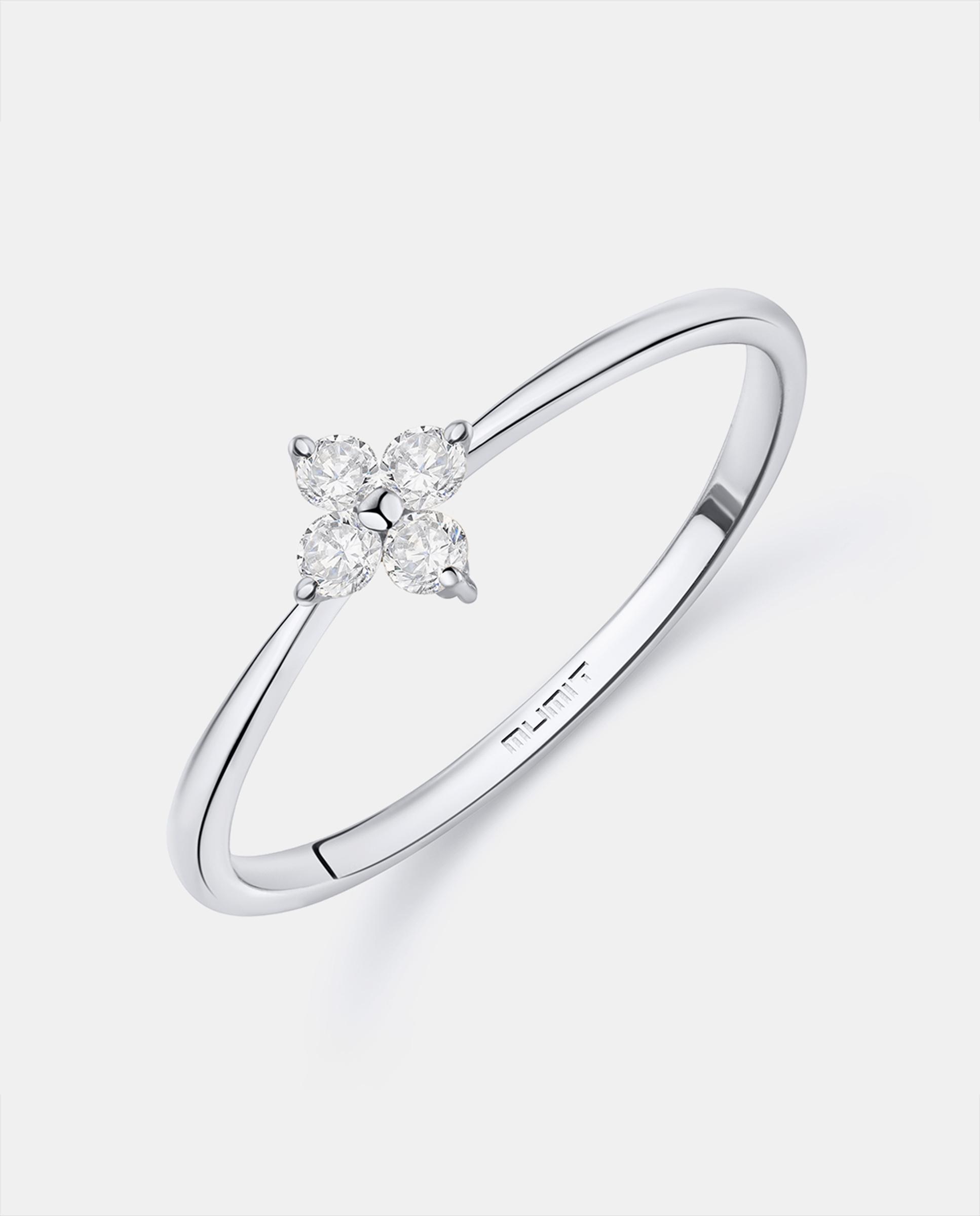Sortija petite diamonds cross en oro blanco de 18 kt - MUMIT - Plata Plata-1
