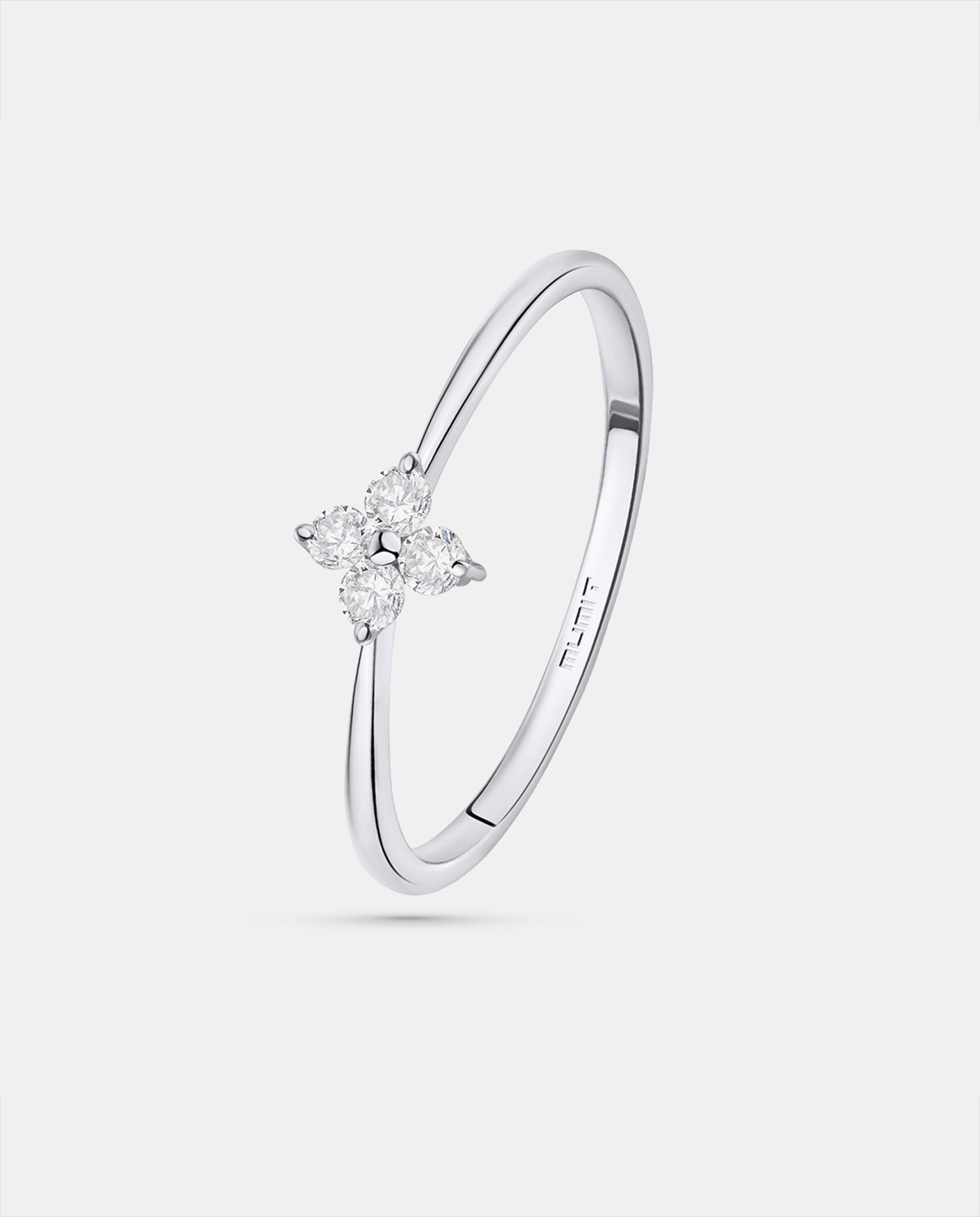 Sortija petite diamonds cross en oro blanco de 18 kt - MUMIT - Plata Plata-4