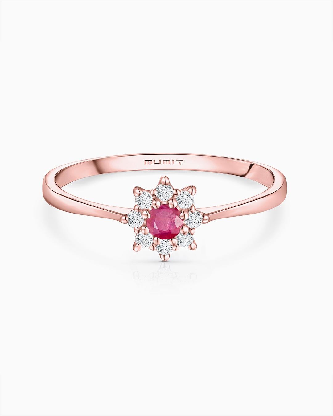 Sortija astrid de rubí y diamantes en oro rosa de 18 kt - MUMIT - Rosa Rosa-4