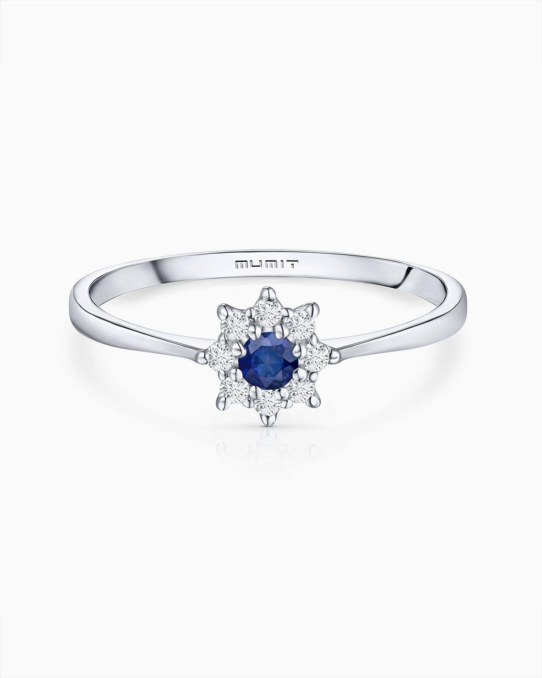 Imagen 0 de Sortija astrid de zafiro y diamantes en oro blanco de 18 kt Azul