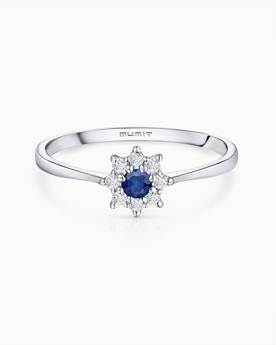 Sortija astrid de zafiro y diamantes en oro blanco de 18 kt - MUMIT - Azul Azul-2