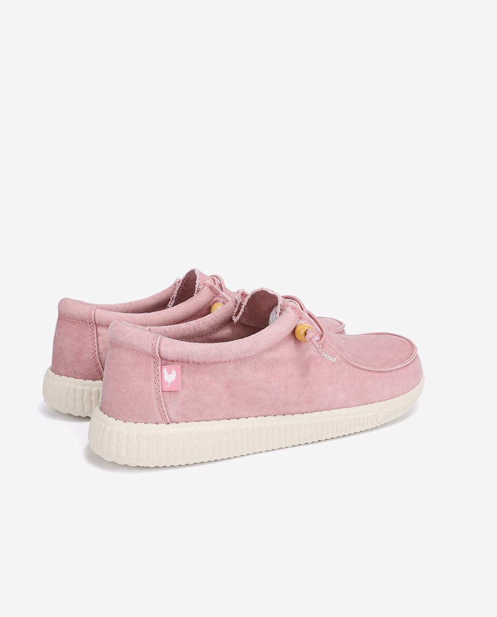Zapatos planos confort de mujer tipo wallabi en algodón lavado - Walk In Pitas - Rosa Rosa-2