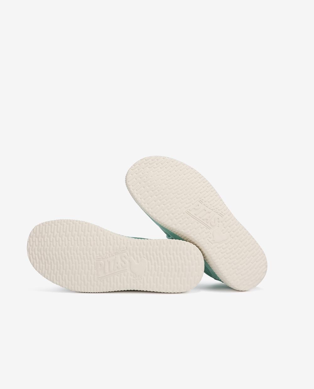 Zapatos planos confort de mujer tipo wallabi en algodón lavado - Walk In Pitas - Verde claro Verde claro-5