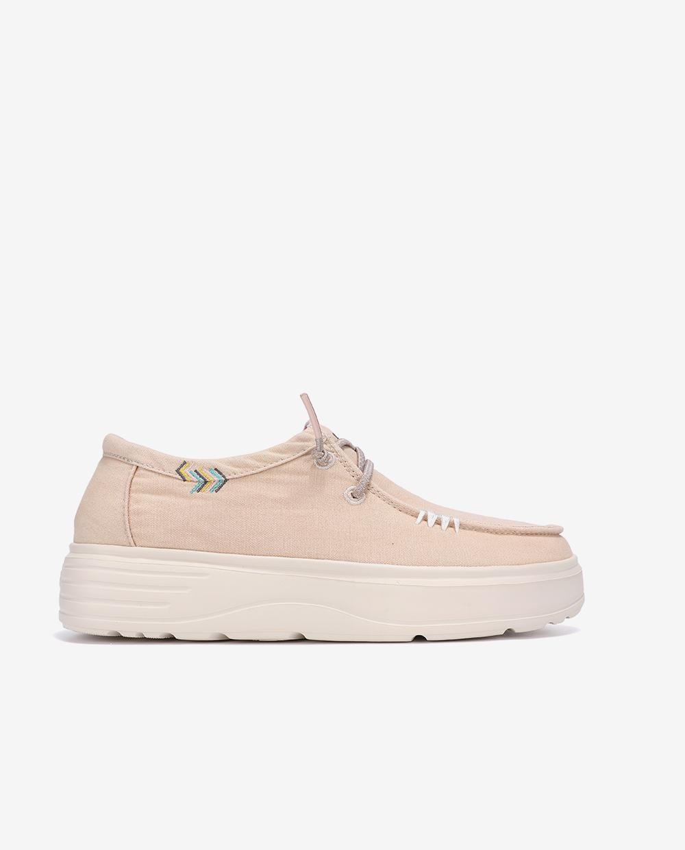 Zapatos planos confort de mujer tipo wallabi con suela block - Walk In Pitas - Beige Beige-1