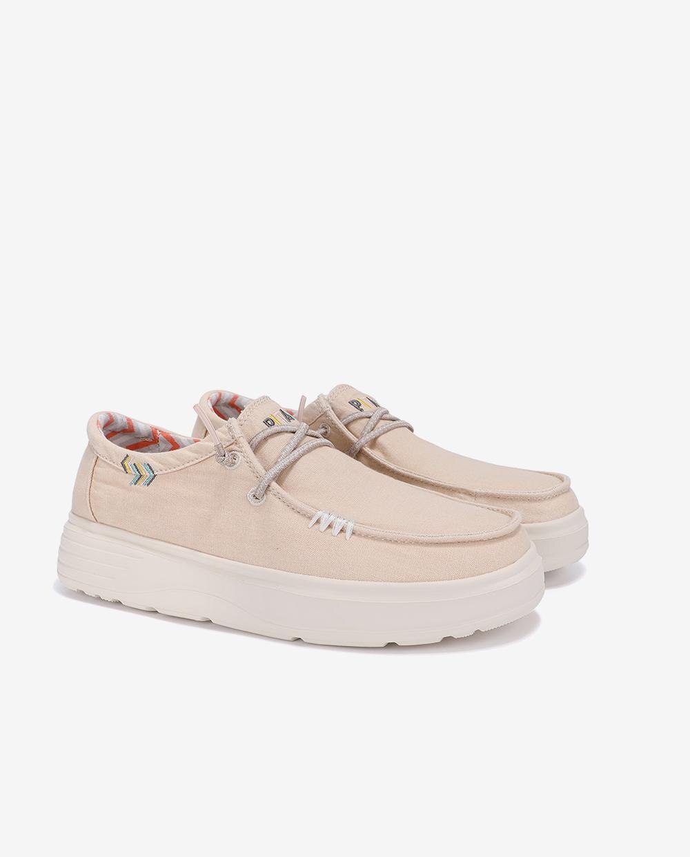 Zapatos planos confort de mujer tipo wallabi con suela block - Walk In Pitas - Beige Beige-3