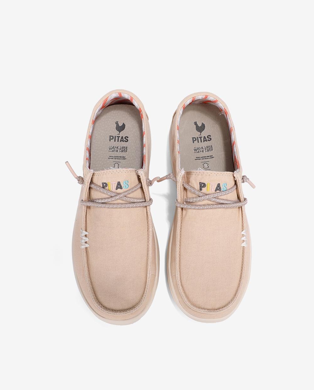 Zapatos planos confort de mujer tipo wallabi con suela block - Walk In Pitas - Beige Beige-4