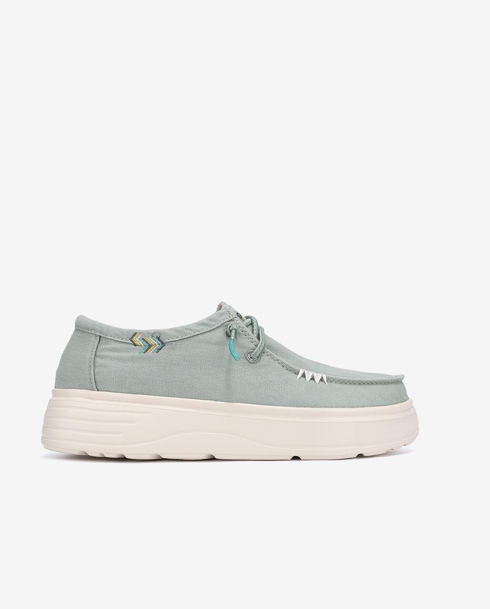 Imagen 0 de Zapatos planos confort de mujer tipo wallabi con suela block Verde