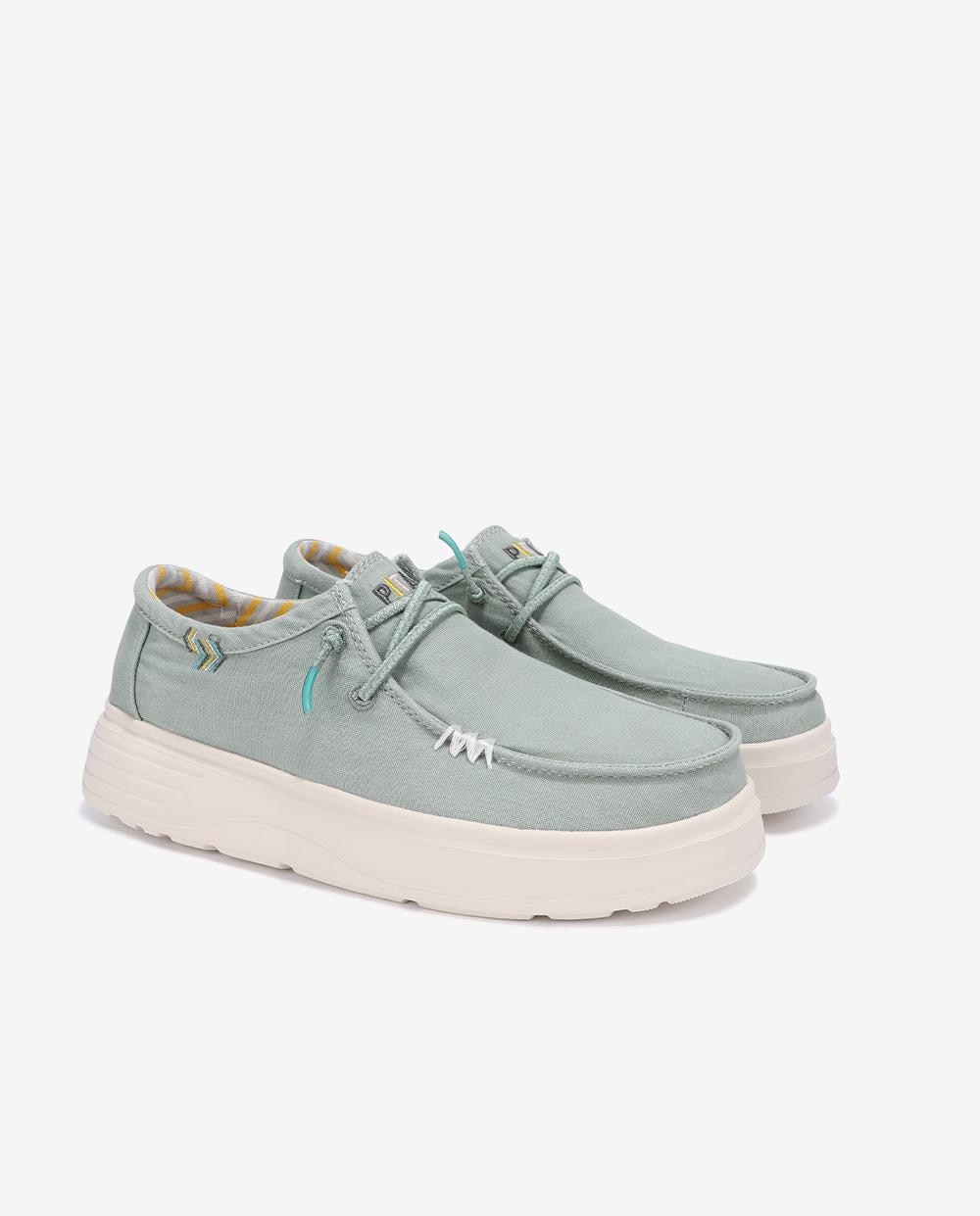 Zapatos planos confort de mujer tipo wallabi con suela block - Walk In Pitas - Verde Verde-4
