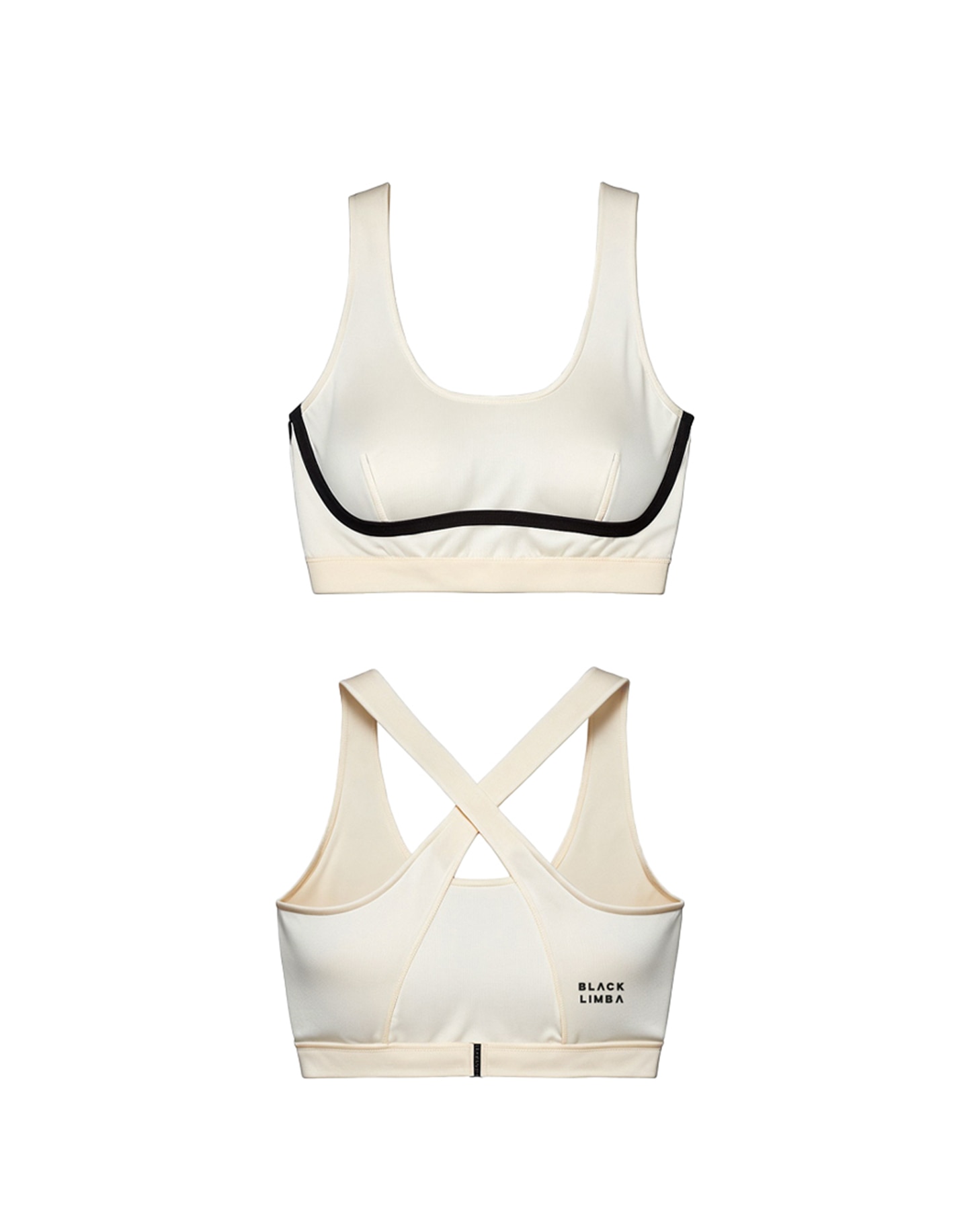 Sujetador deportivo de sujeción alta con cierre trasero - Black Limba - Crema Crema-6