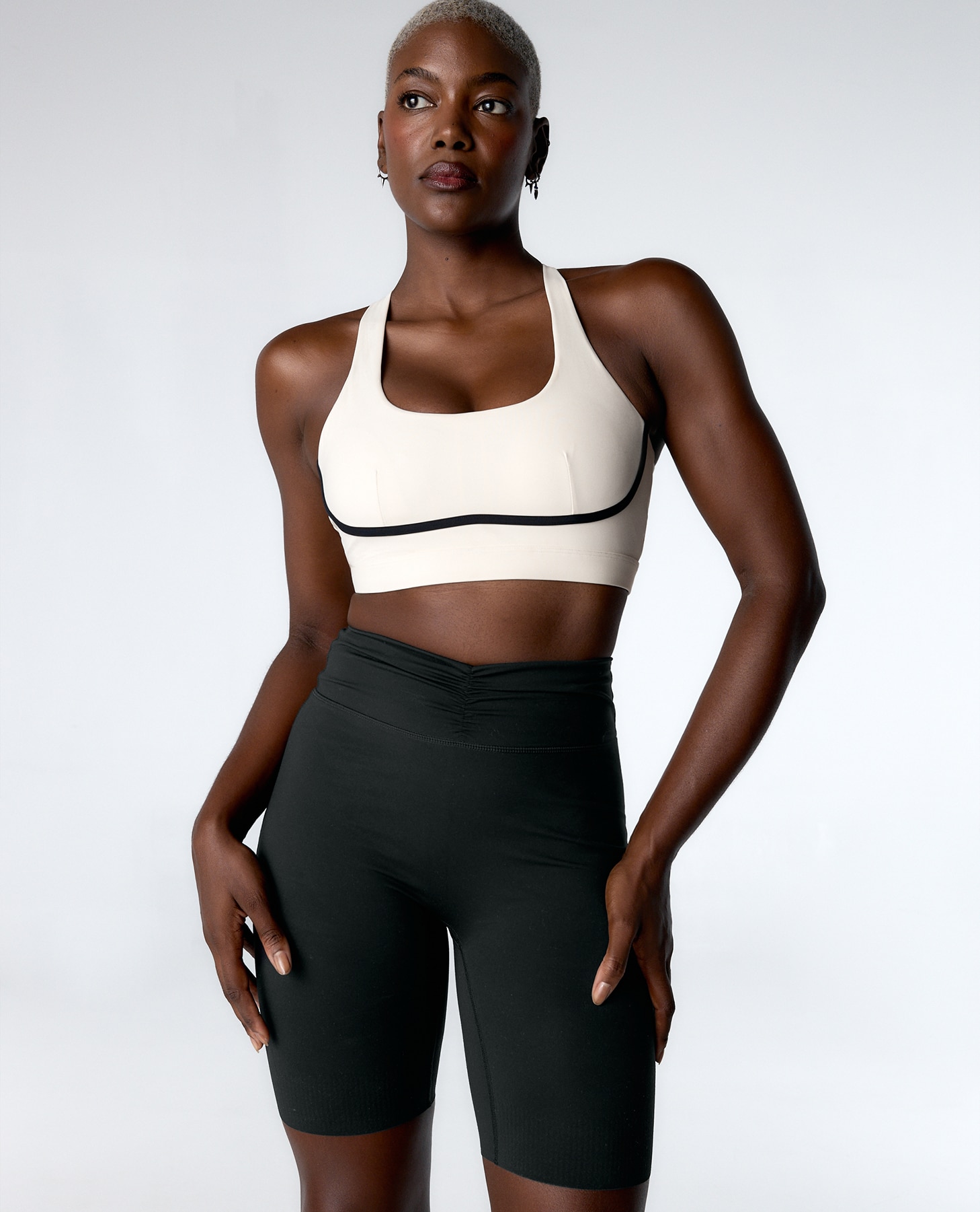 Short deportivo de mujer con cintura fruncida y alta sujeción - Black Limba - Negro Negro-7