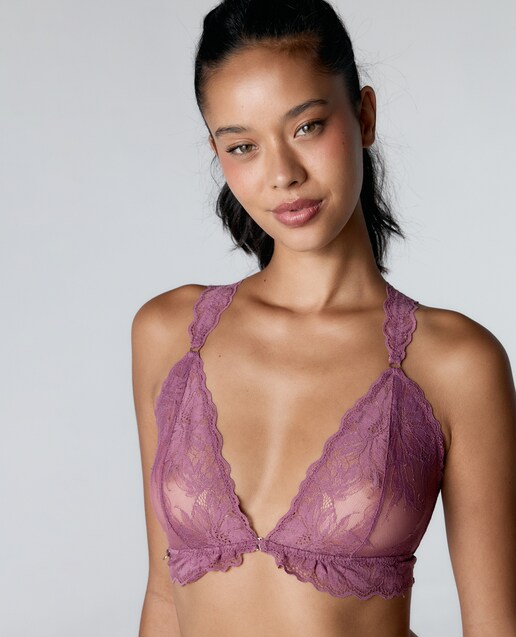 Imagen 0 de Sujetador bralette halter de encaje floral