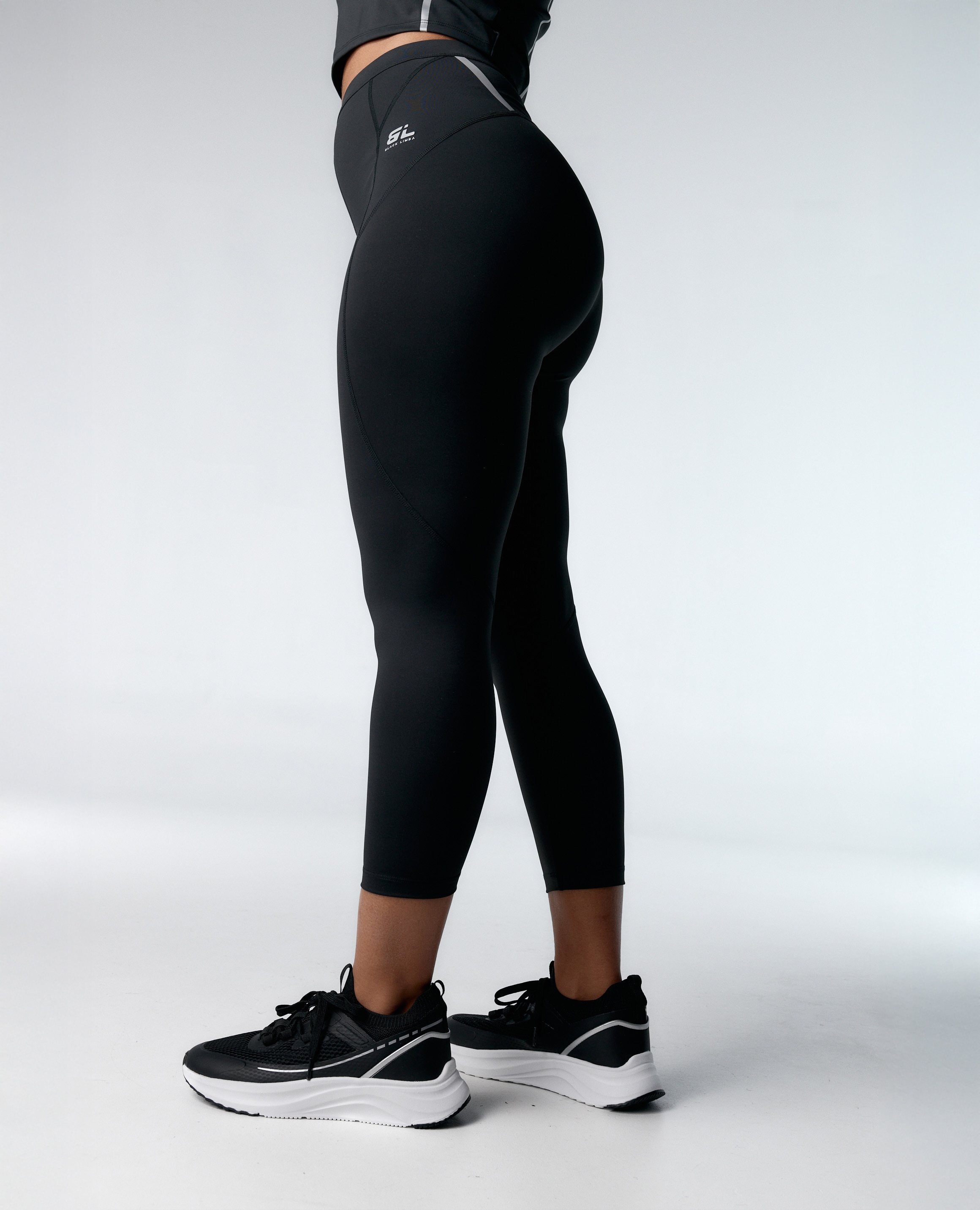 Legging deportivo de mujer de alta sujeción con detalles reflectantes - Black Limba - Negro Negro-2
