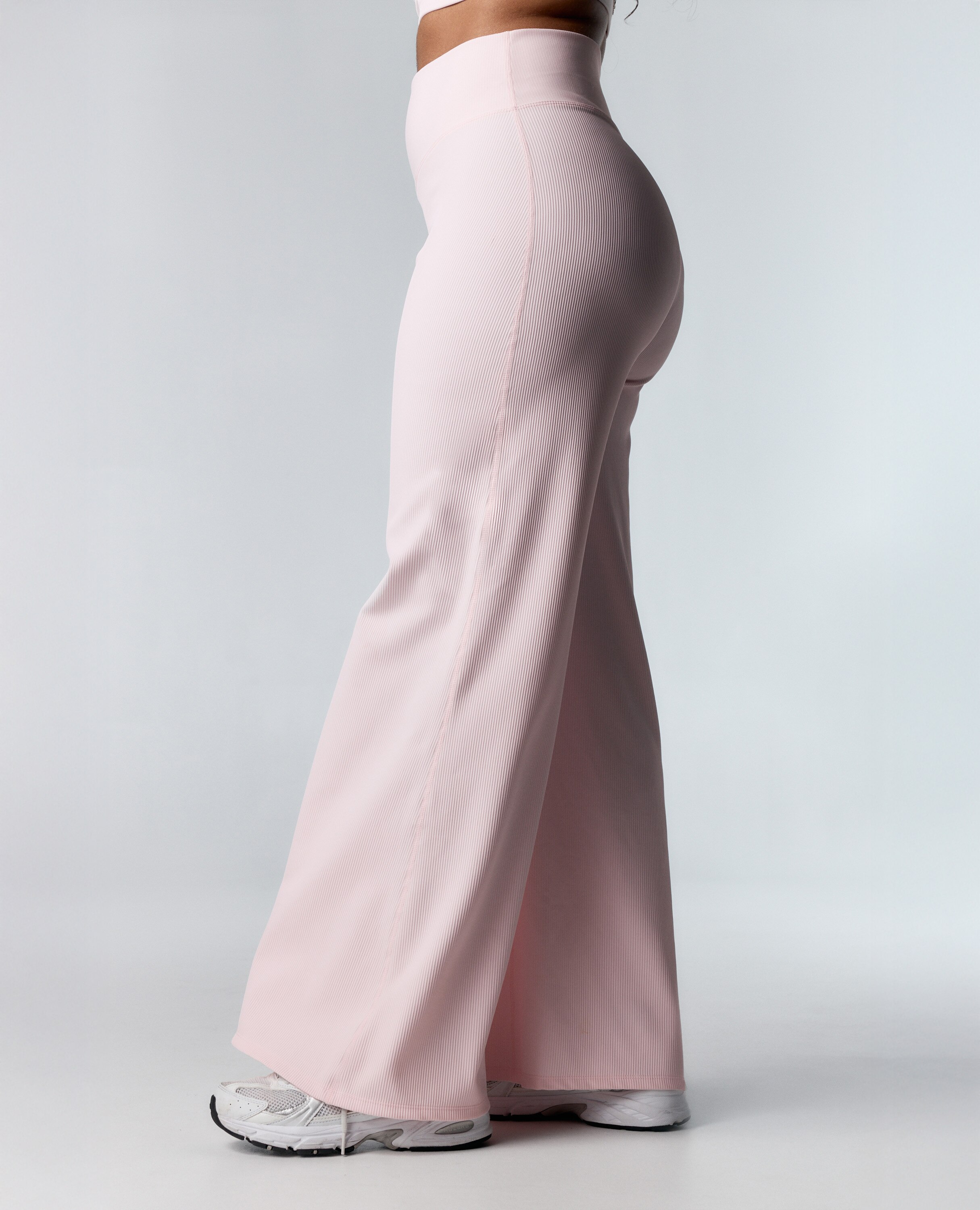 Pantalones deportivos de mujer de canalé con pierna ancha - Black Limba - Rosa claro Rosa claro-2