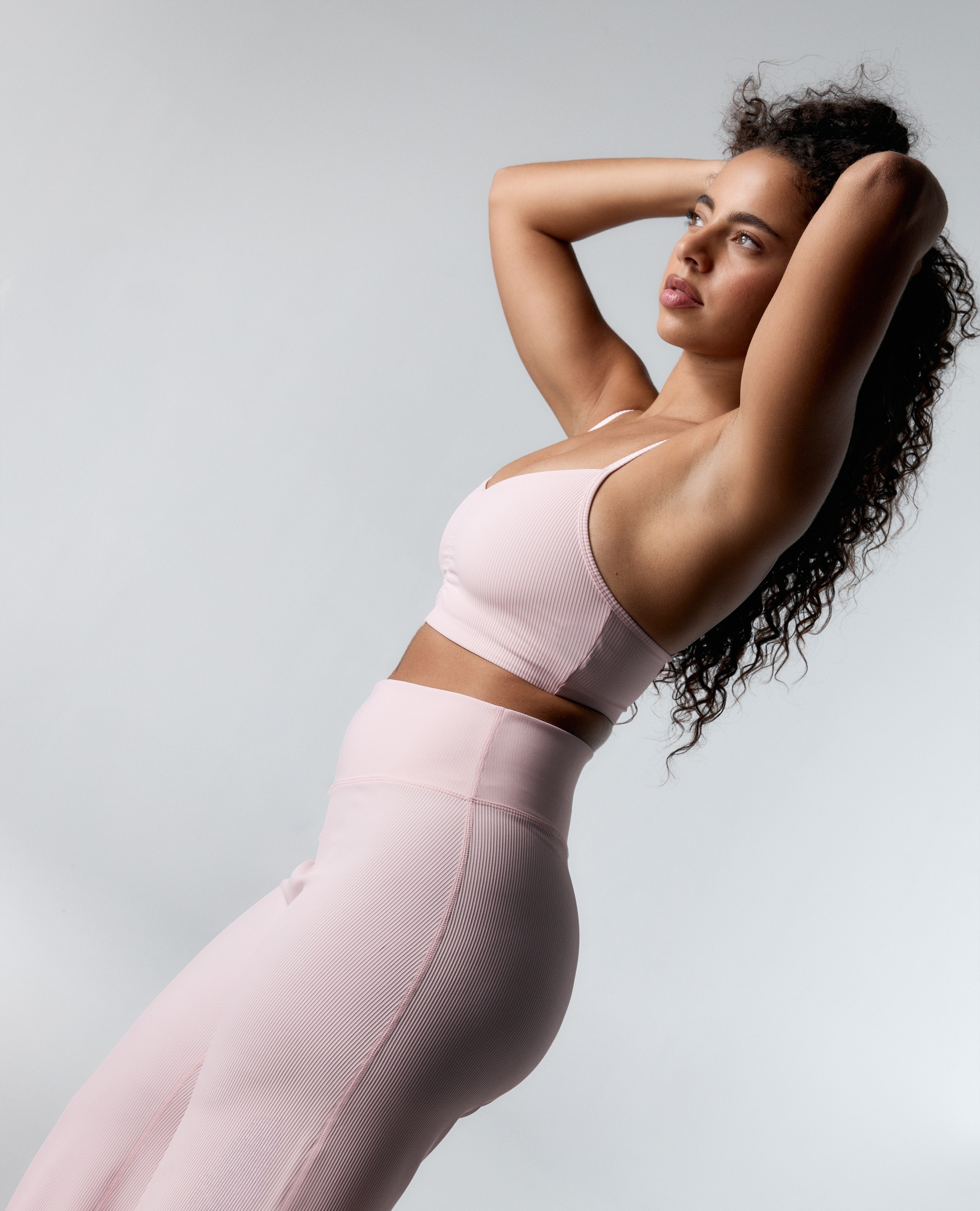 Pantalones deportivos de mujer de canalé con pierna ancha - Black Limba - Rosa claro Rosa claro-5