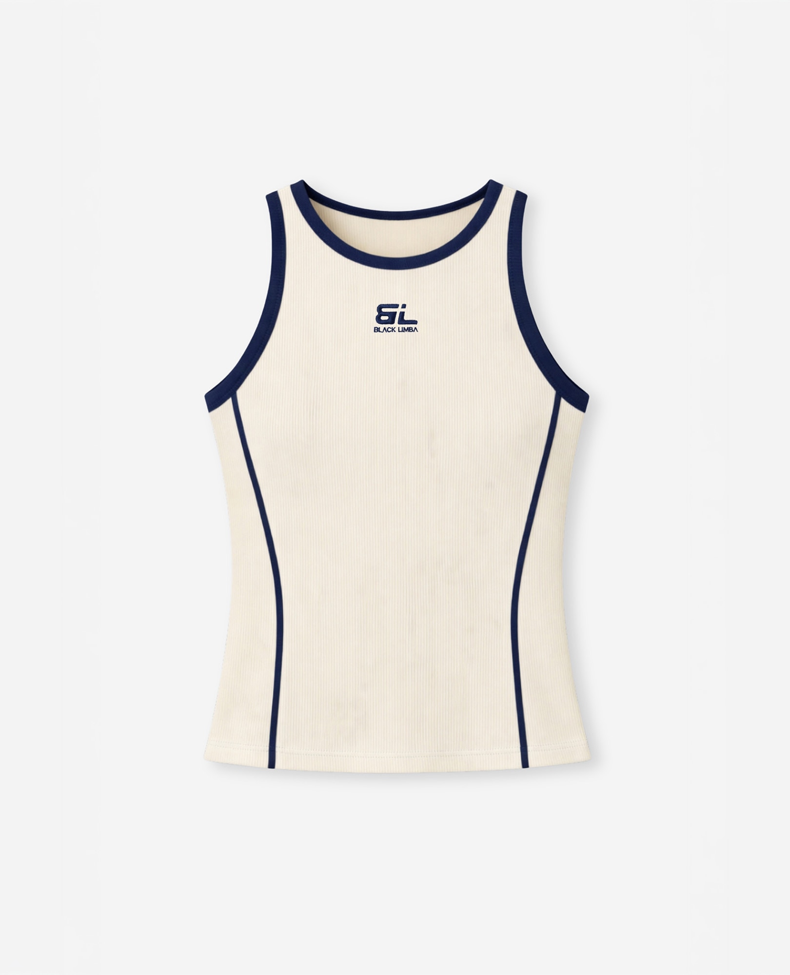Camiseta deportiva de mujer sin mangas de canalé - Black Limba - Crema Crema-5