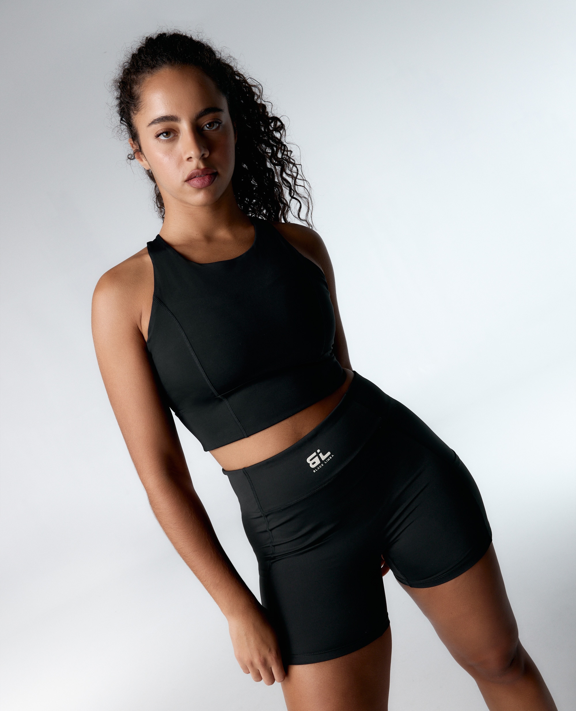 Short deportivo de mujer compresivo de sujeción alta - Black Limba - Negro Negro-3