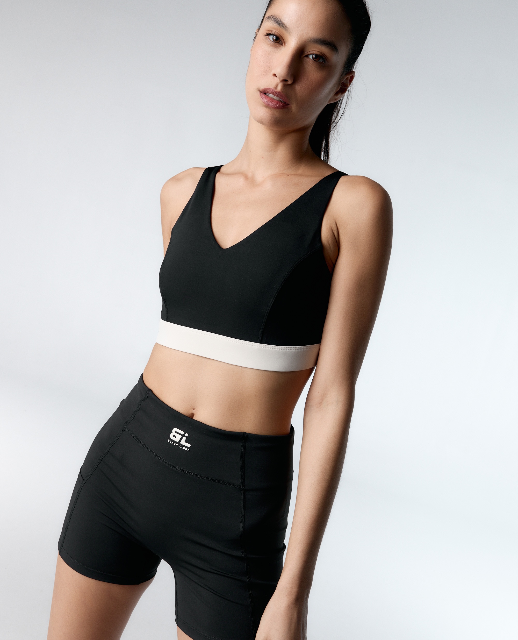 Short deportivo de mujer compresivo de sujeción alta - Black Limba - Negro Negro-4