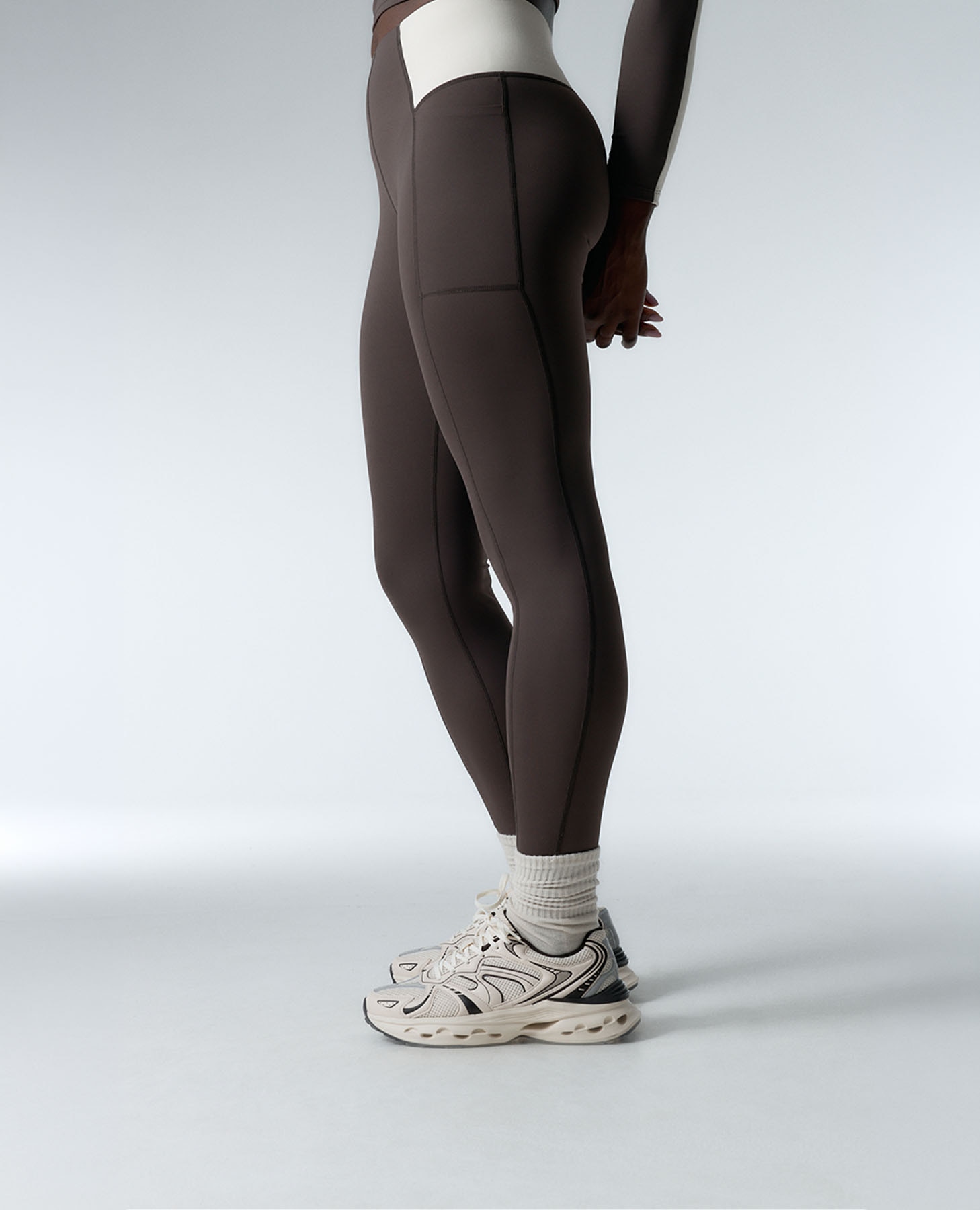 Legging deportivo de mujer con cintura bonded de alta sujeción - Black Limba - Marrón chocolate Marrón chocolate-3