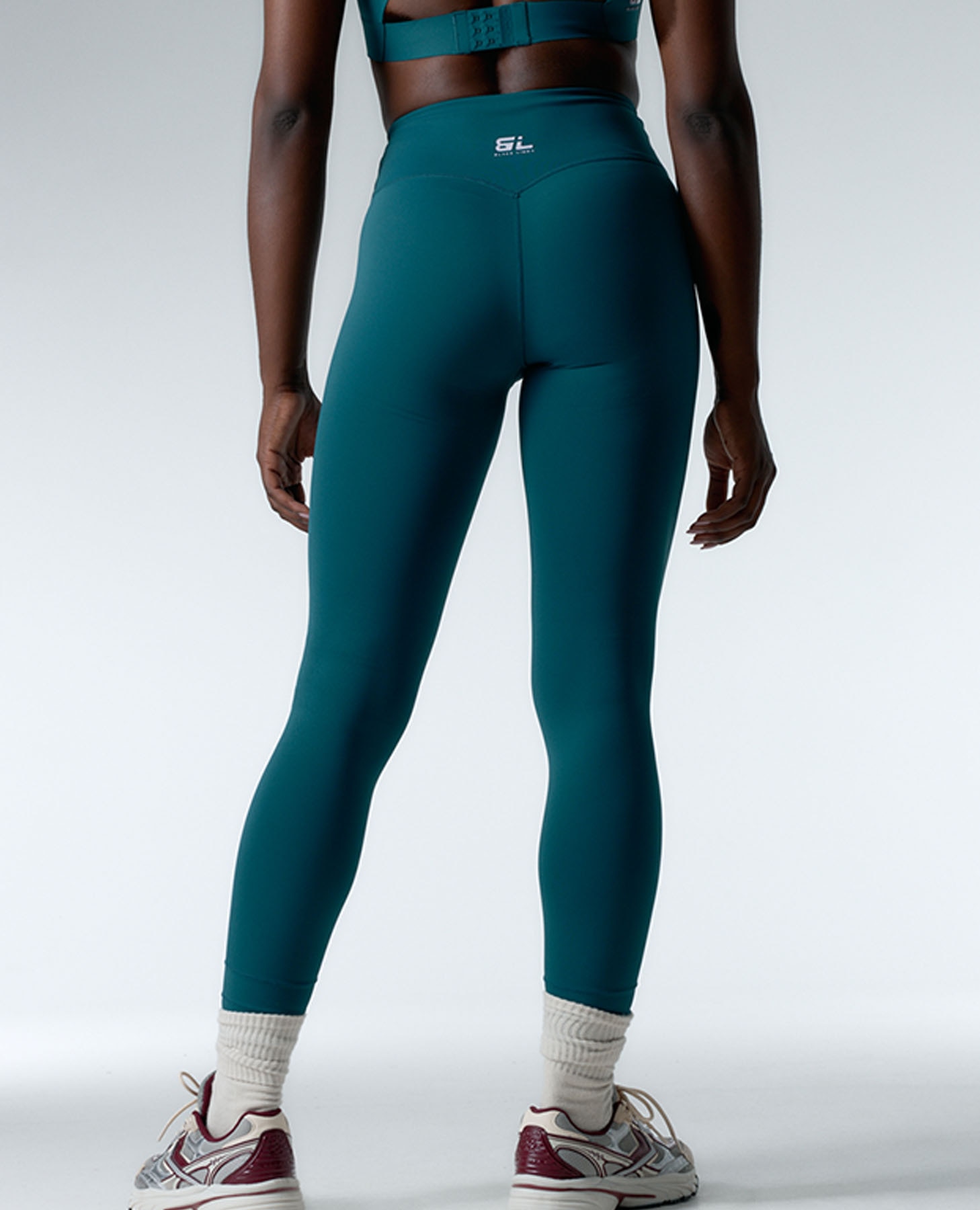 Legging deportivo de mujer compresivo con bajos recortables - Black Limba - Verde Verde-2