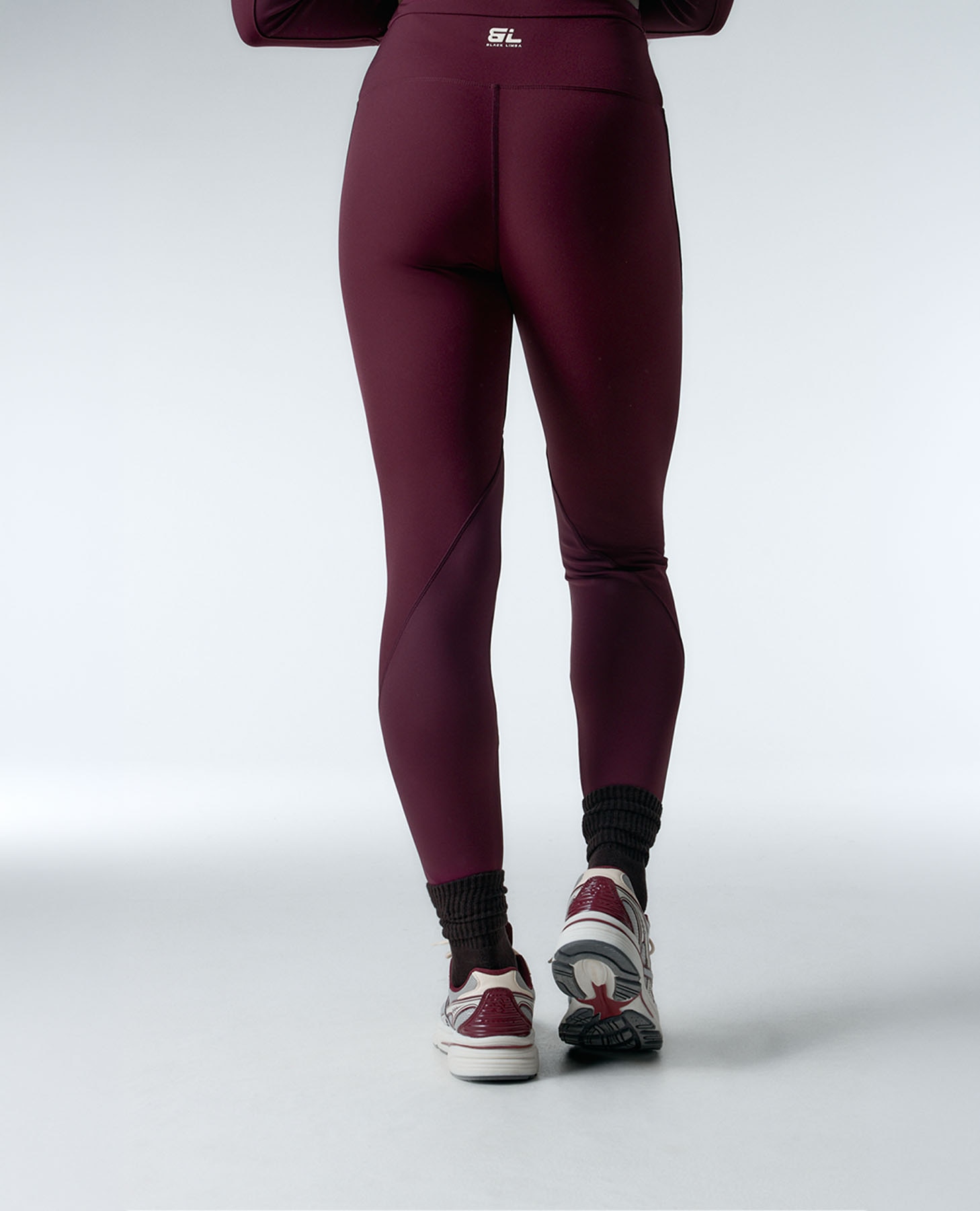 Legging deportivo de mujer con cremallera delantera y refuerzos - Black Limba - Burdeos Burdeos-2