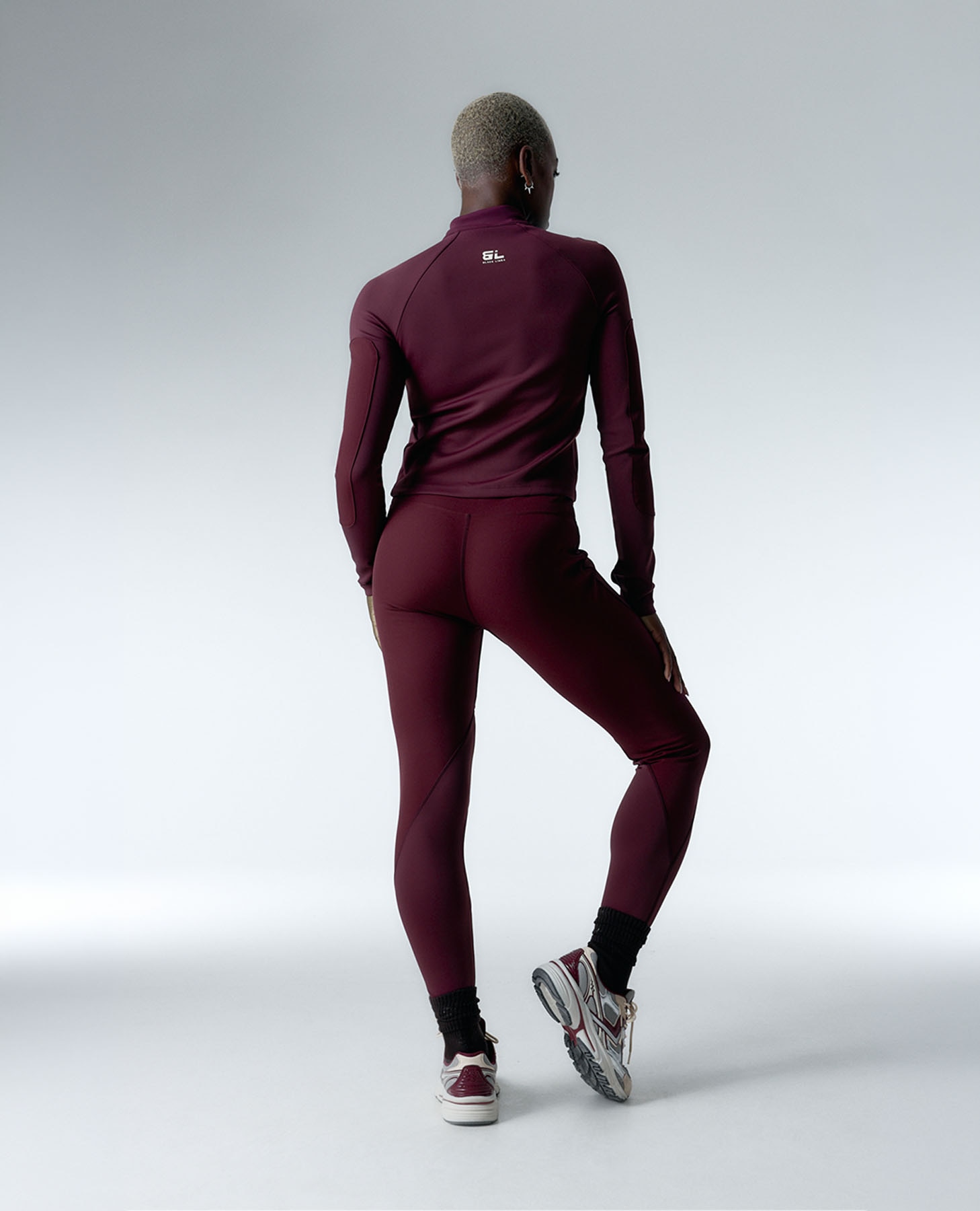 Legging deportivo de mujer con cremallera delantera y refuerzos - Black Limba - Burdeos Burdeos-6