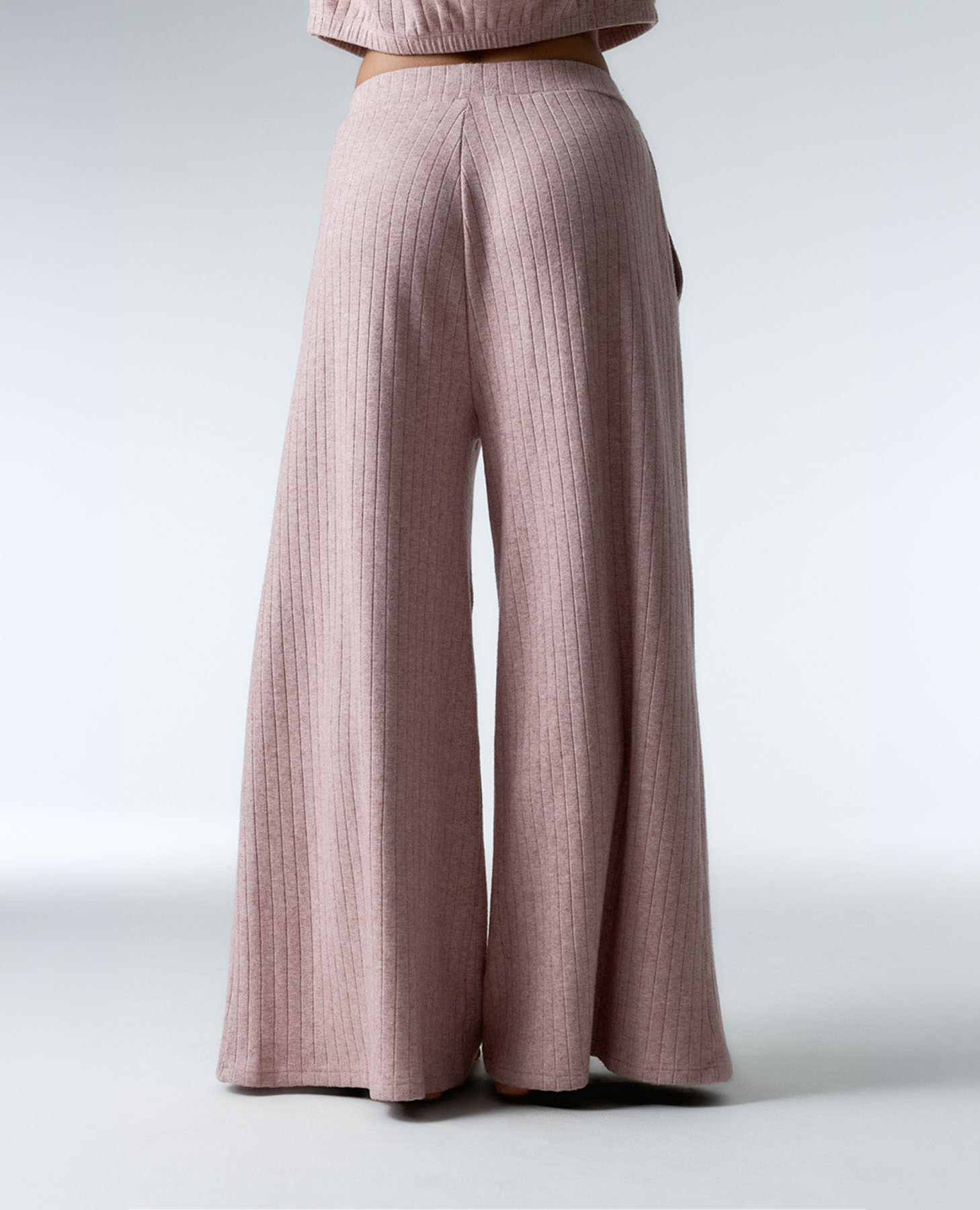 Legging deportivo de mujer wide leg de canalé - Black Limba - Rosa Rosa-2