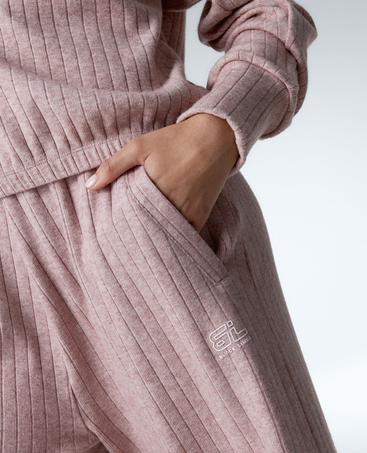 Sudadera deportiva de mujer de canalé con cuello barco - Black Limba - Rosa Rosa-7