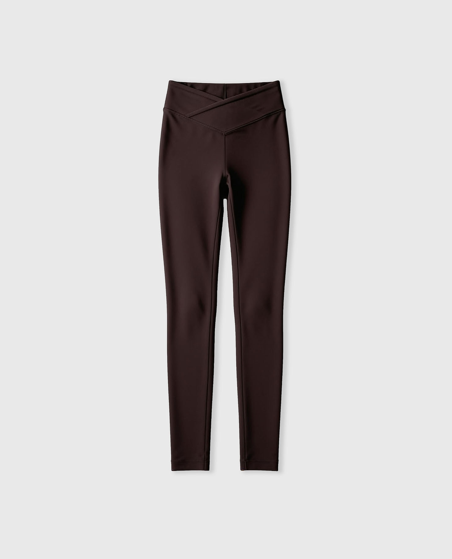Legging deportivo de mujer con cintura alta en v y bajos recortables - Black Limba - Marrón chocolate Marrón chocolate-8