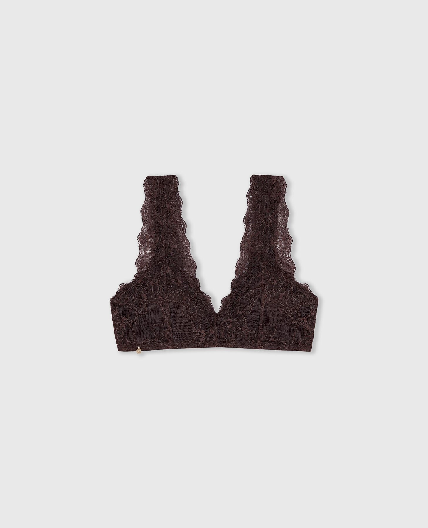 Sujetador bralette halter de encaje floral - Black Limba - Marrón chocolate Marrón chocolate-6