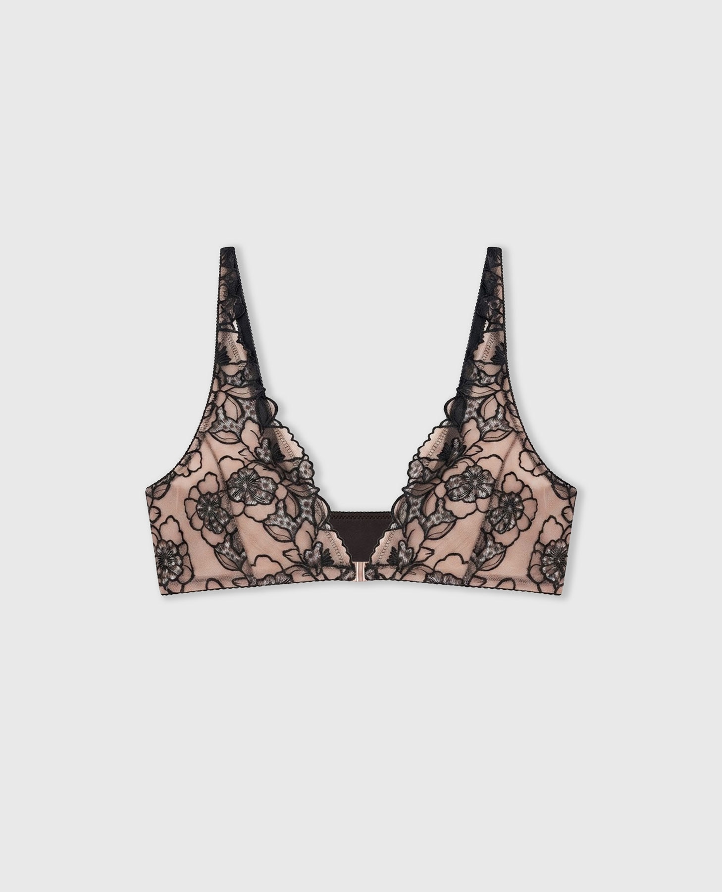 Sujetador bralette halter de tul bordado y mesh - Black Limba - Marrón chocolate Marrón chocolate-8