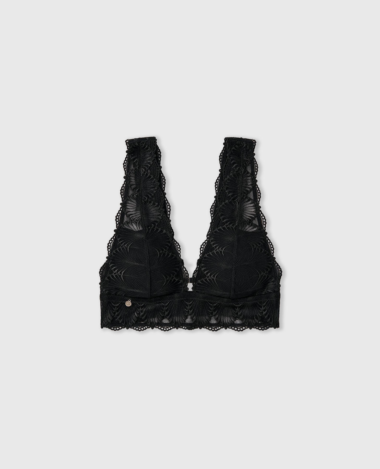 Sujetador bralette halter de tul bordado geométrico - Black Limba - Negro Negro-8