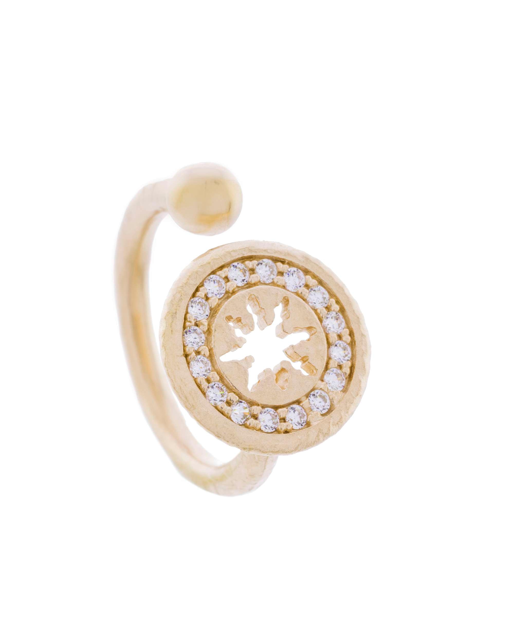 Imagen 0 de Anillo B1 ajustable de plata dorada con circonitas Dorado