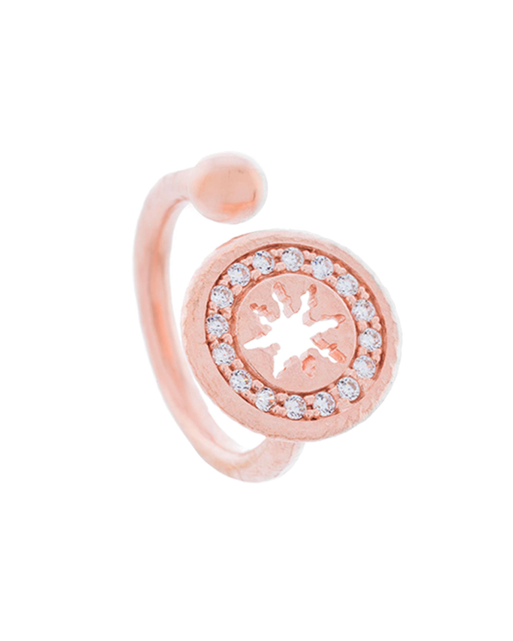 Anillo B1 de plata rosa y circonitas blancas T:12 - Eguzkilore - Rosa Rosa-1