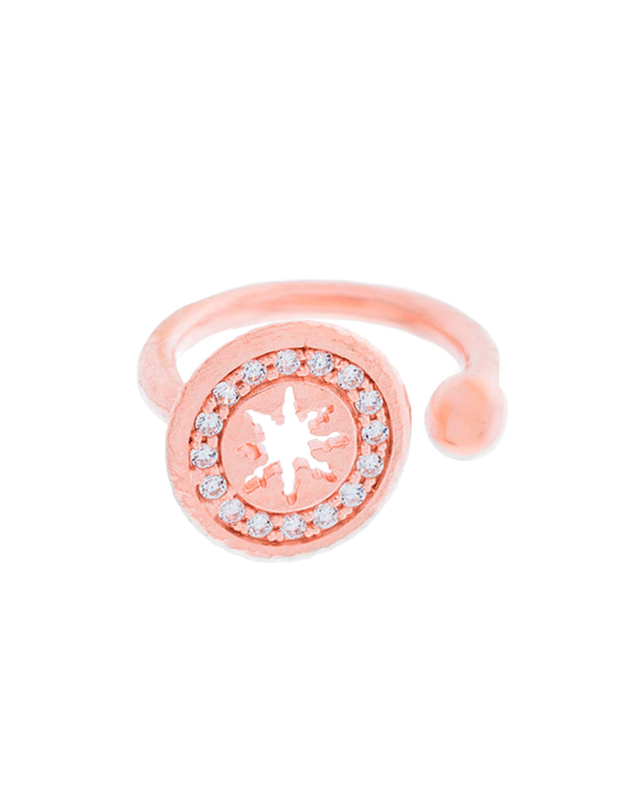 Anillo B1 de plata rosa y circonitas blancas T:12 - Eguzkilore - Rosa Rosa-2