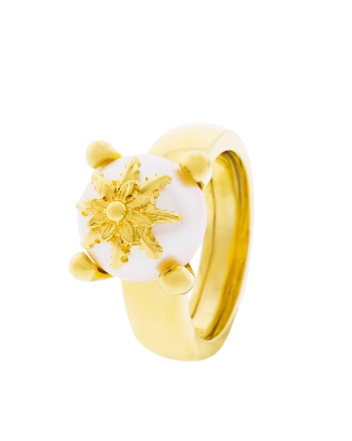 Imagen 0 de Anillo Eguzkilore de plata dorada con perla cultivada