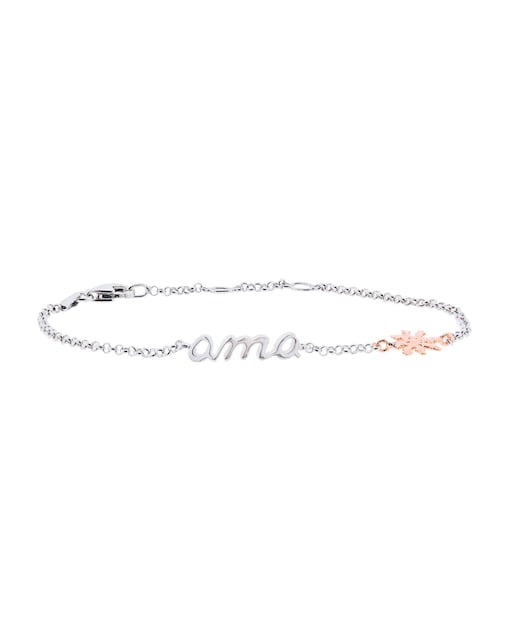 Imagen 0 de Pulsera Ama plata y Eguzkilore rosa bicolor