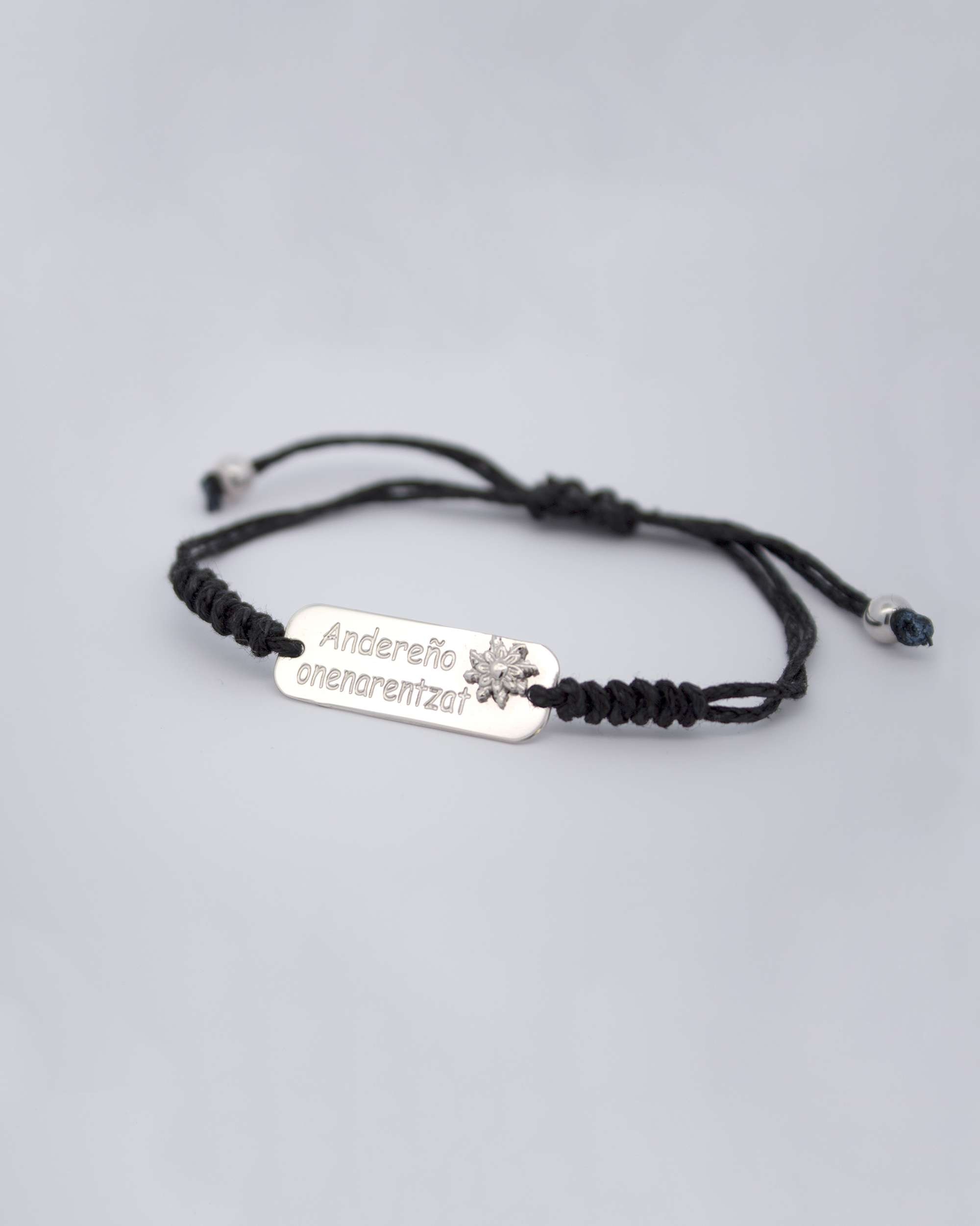 Pulsera de cordón andereño onenarentzat de plata - Eguzkilore - Plateado Plateado-2