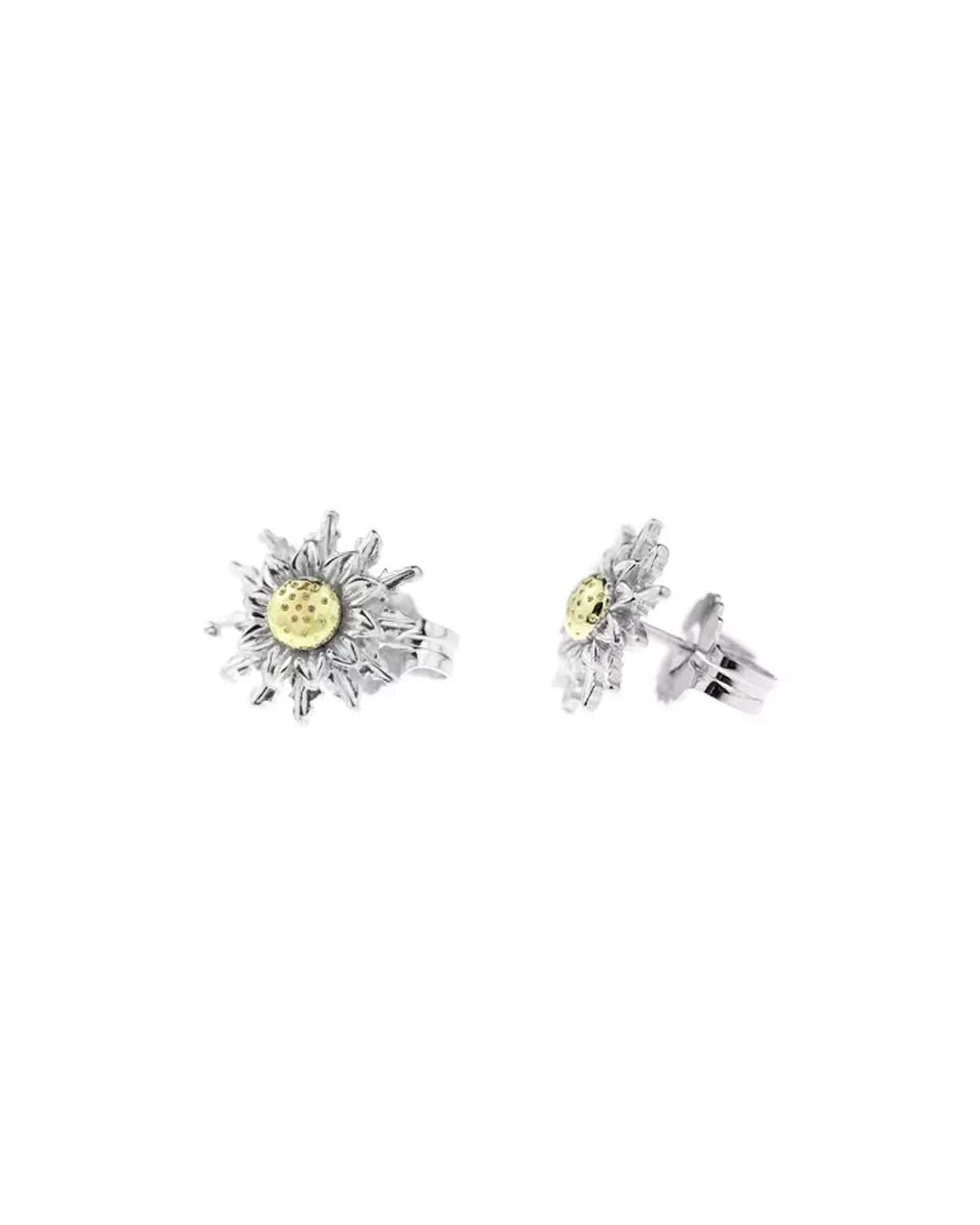 Pendientes de botón eguzkilore de plata bicolor 14mm - Plateado Plateado-1