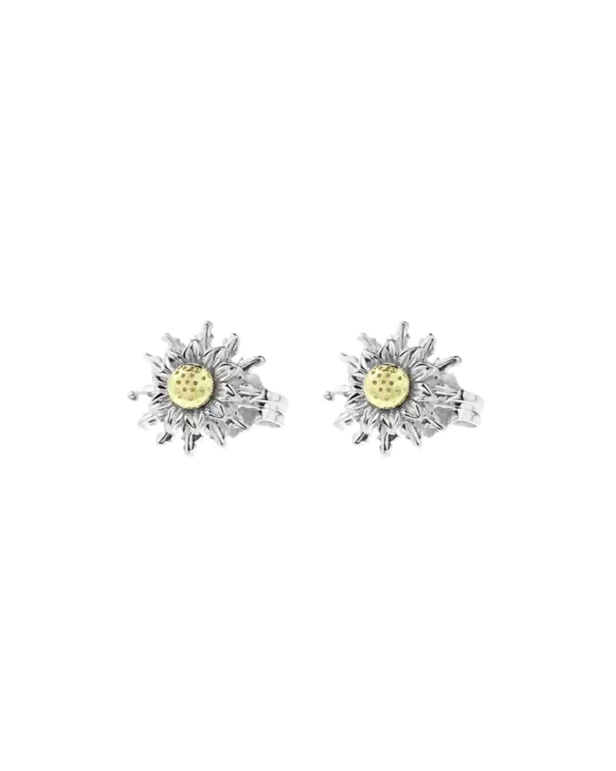 Pendientes de botón eguzkilore de plata bicolor 14mm - Plateado Plateado-2