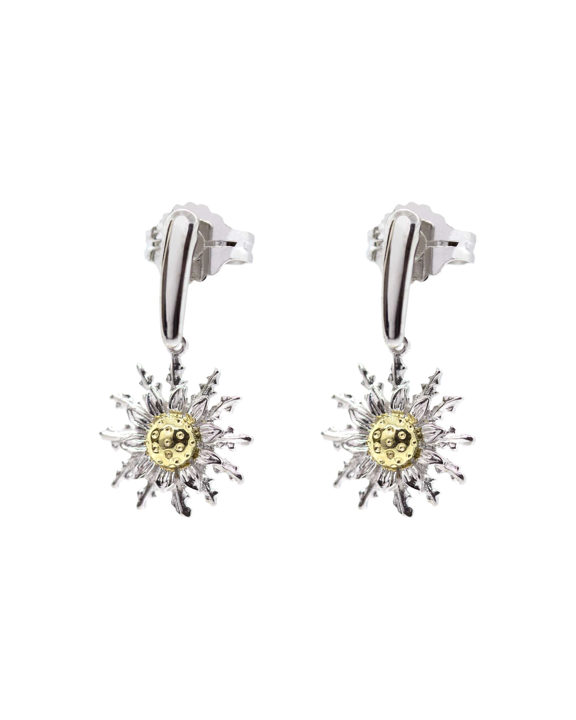 Pendientes largos eguzkilore de plata bicolor - Plateado Plateado-1