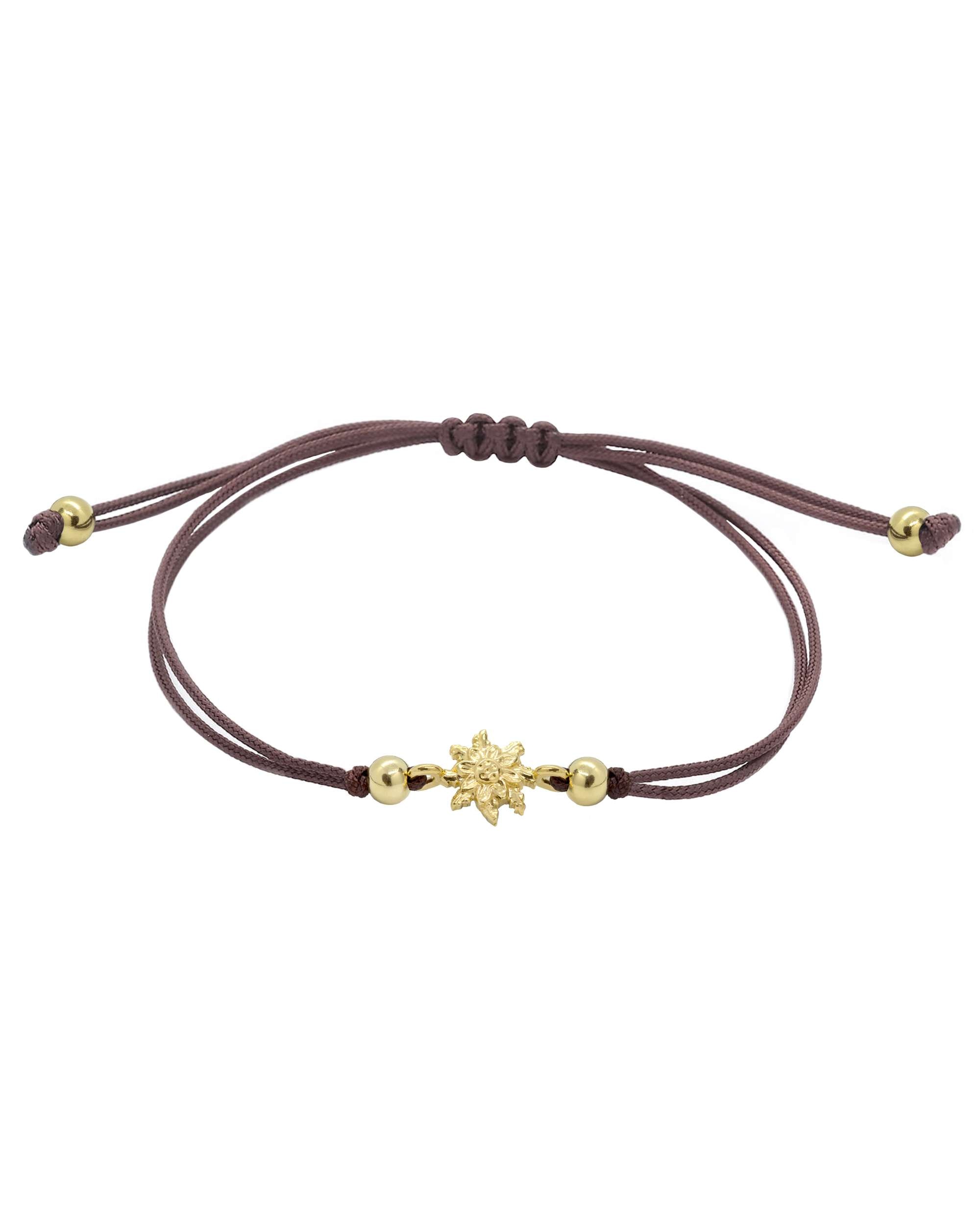 Pulsera de hilo basic marrón con eguzkilore de plata dorada - Dorado Dorado-1