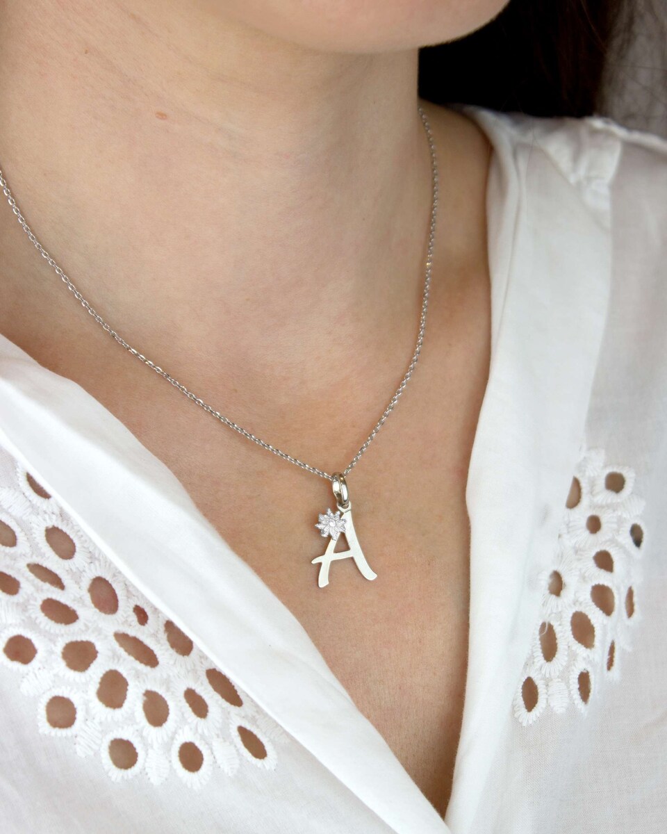 Colgante inicial b de plata 14mm Plata-2