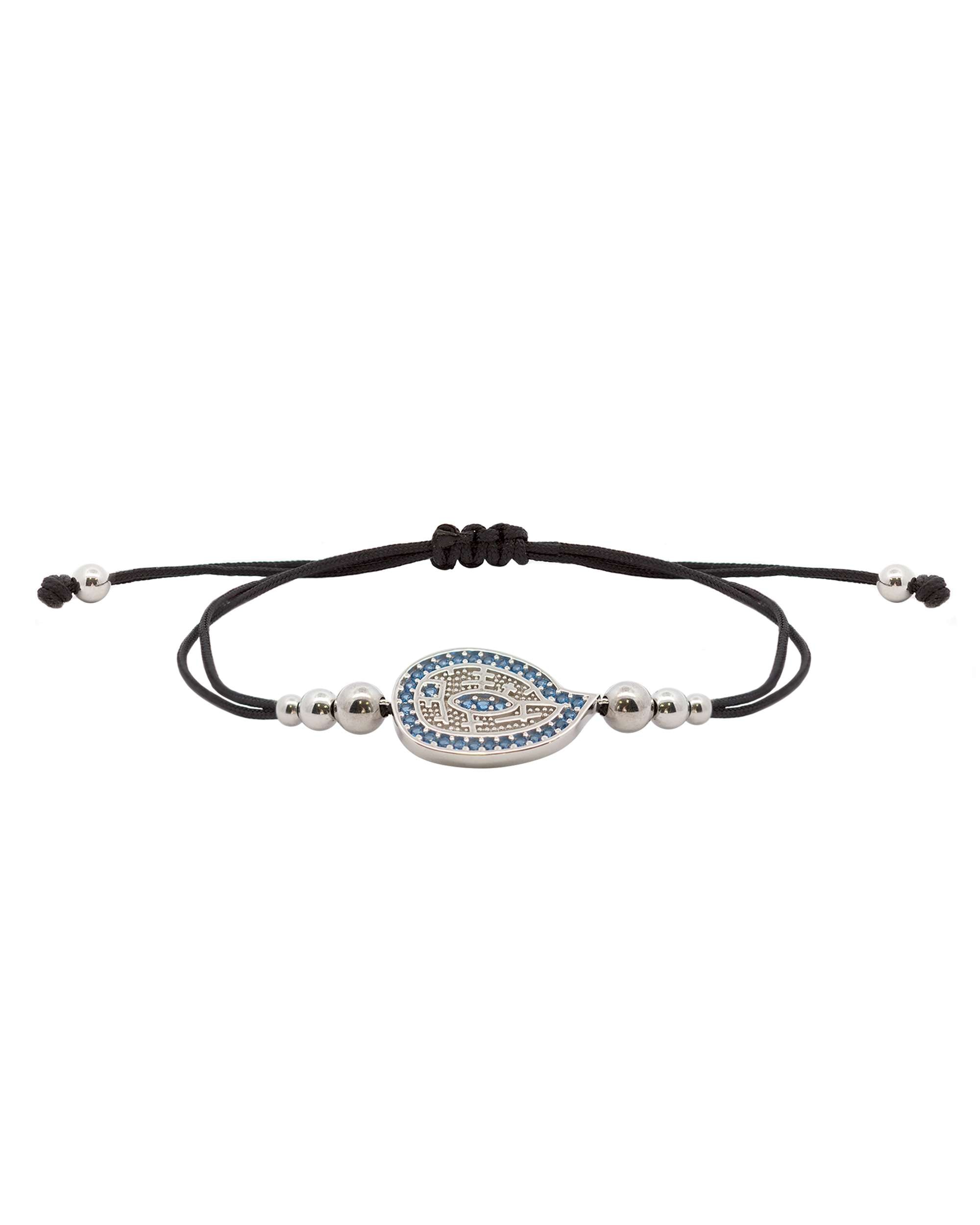 Pulsera de cordón almendra de plata con circonitas azules - Eguzkilore - Azul / Negro Azul / Negro-1