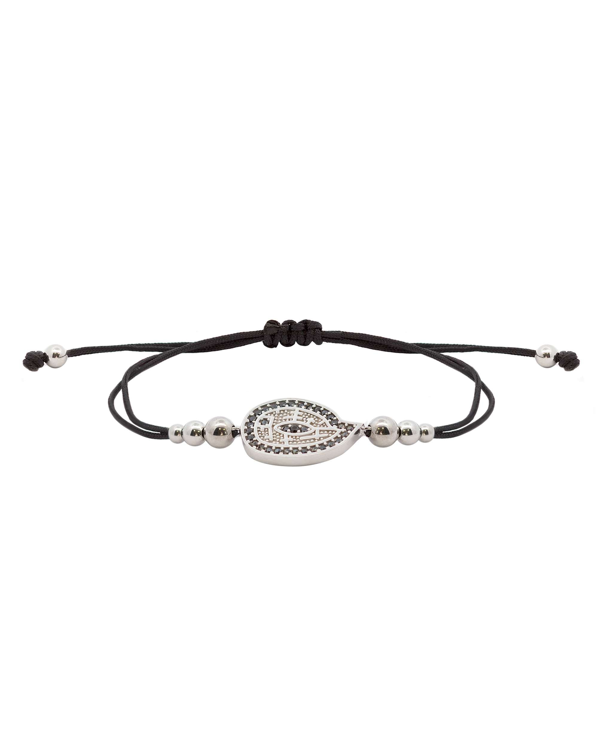 Pulsera de hilo almendra de plata con circonitas negras - Eguzkilore - Negro / Plata Negro / Plata-1