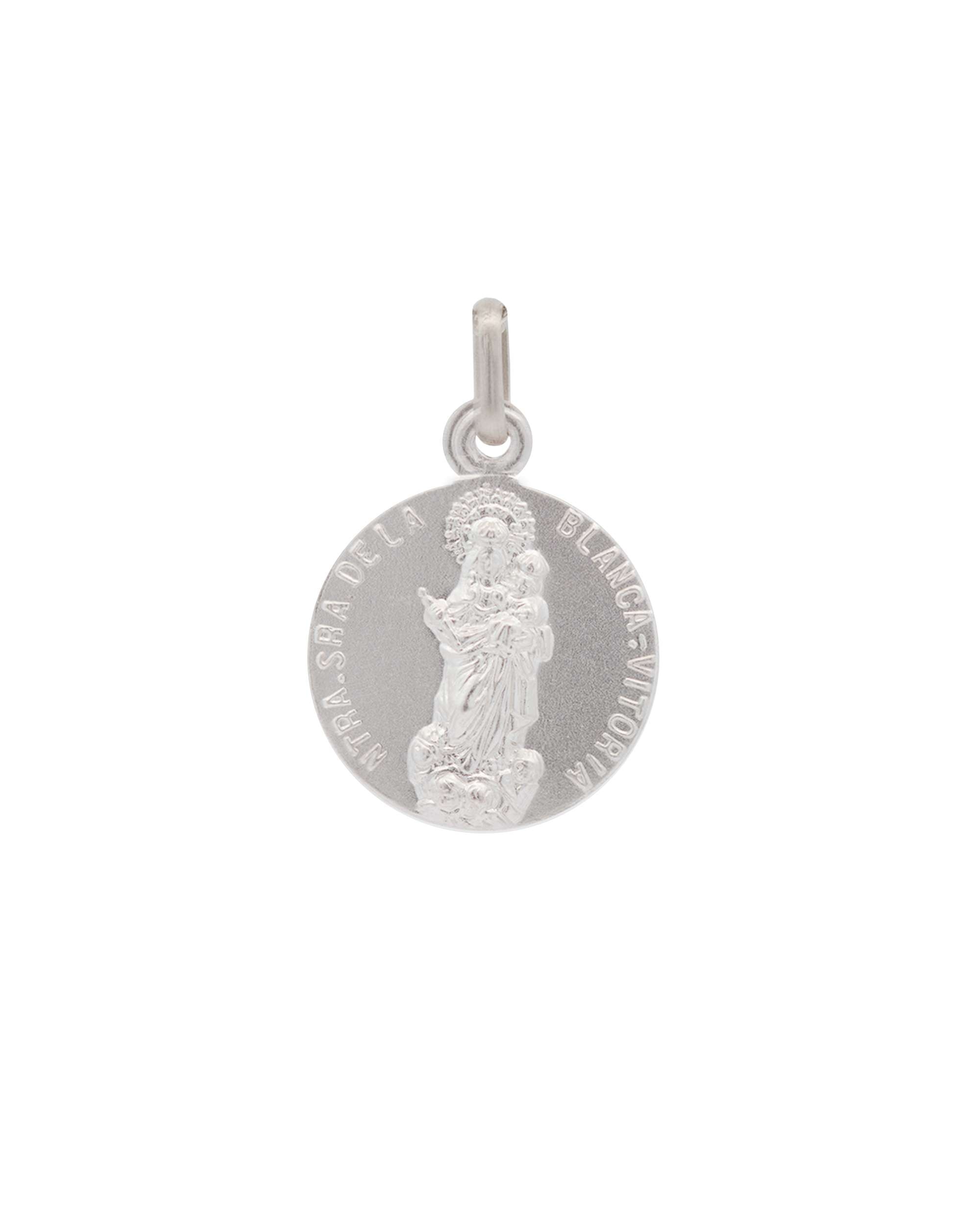 Colgante medalla virgen blanca de plata mate de 20mm Plateado Eguzkilore Plateado-1