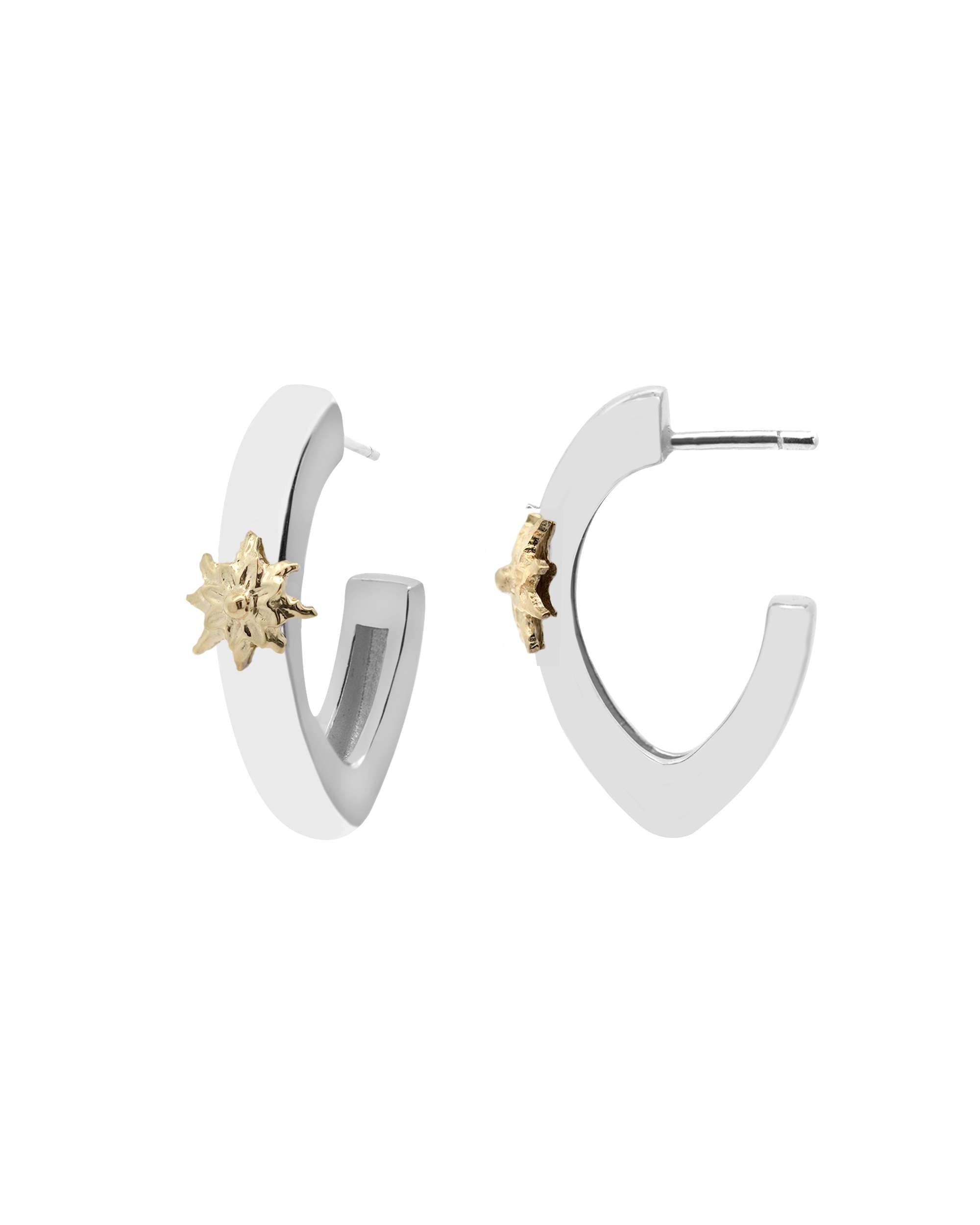Pendientes de aro olatu de plata - Eguzkilore - Plateado Plateado-1
