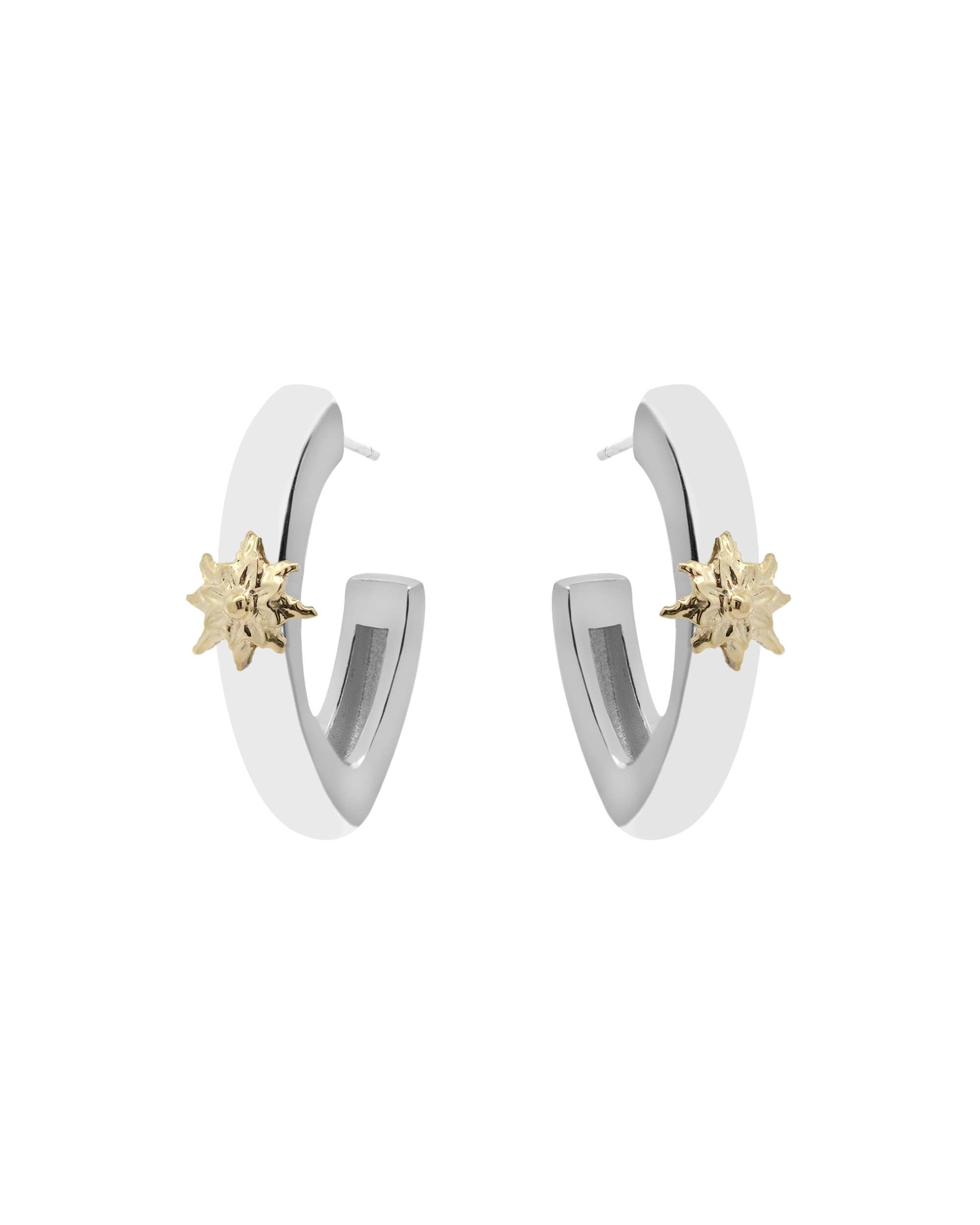 Pendientes de aro olatu de plata - Eguzkilore - Plateado Plateado-2